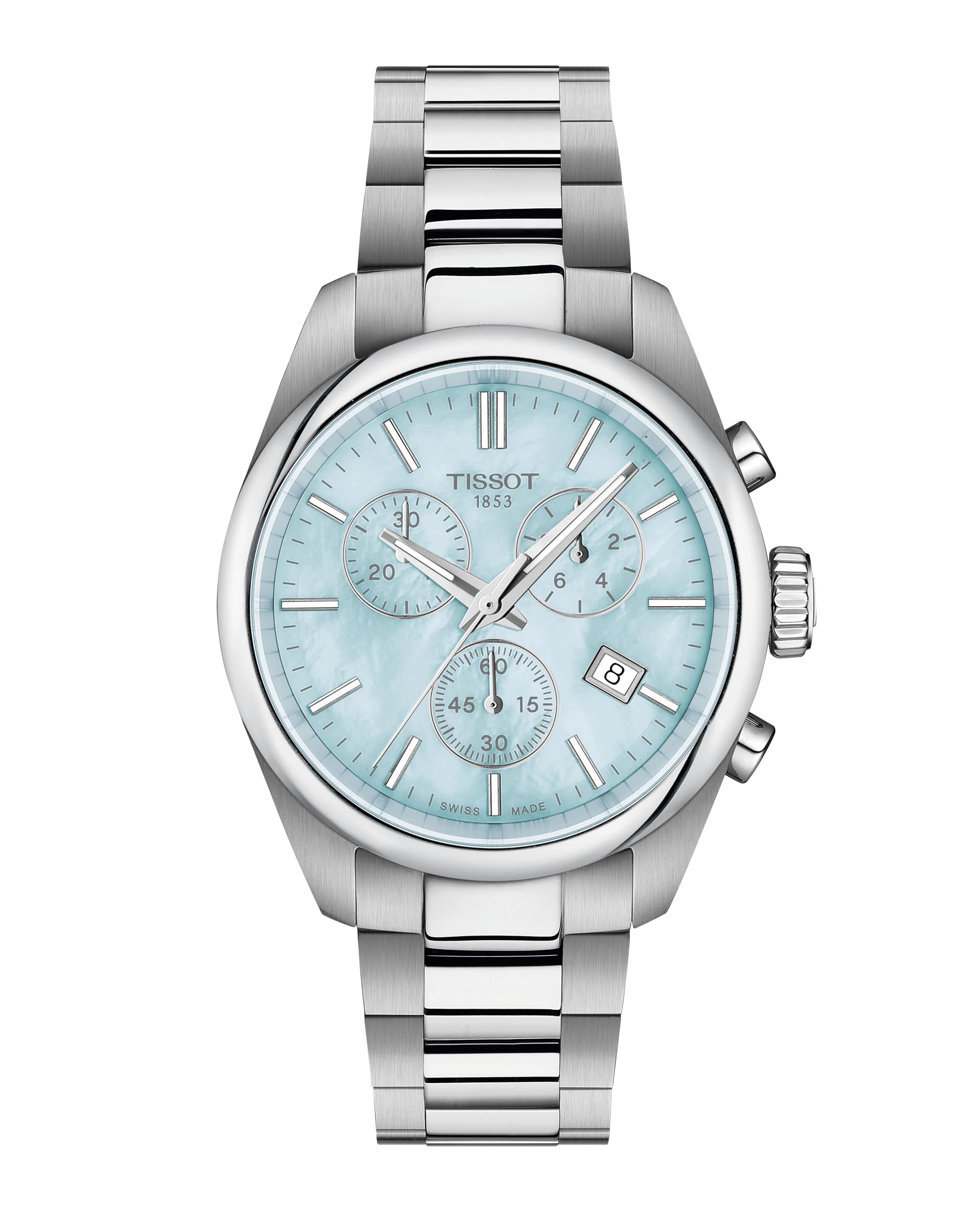 Tissot PR 100 - Reloj de cuarzo suizo para mujer, cronógrafo de 36 mm, caja de acero inoxidable, esfera azul MOP
