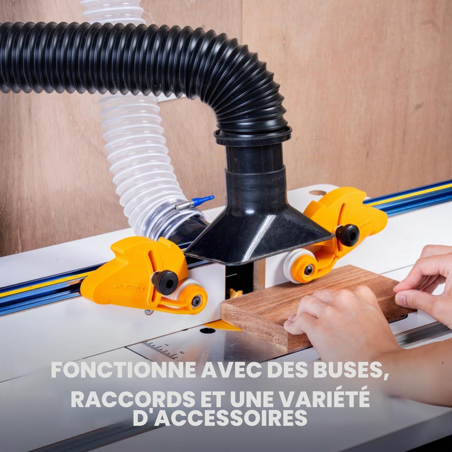 PowerTec 70208V Kit de tuyau flexible de collecte de poussière 2-1/4", noir, 5,7 cm
