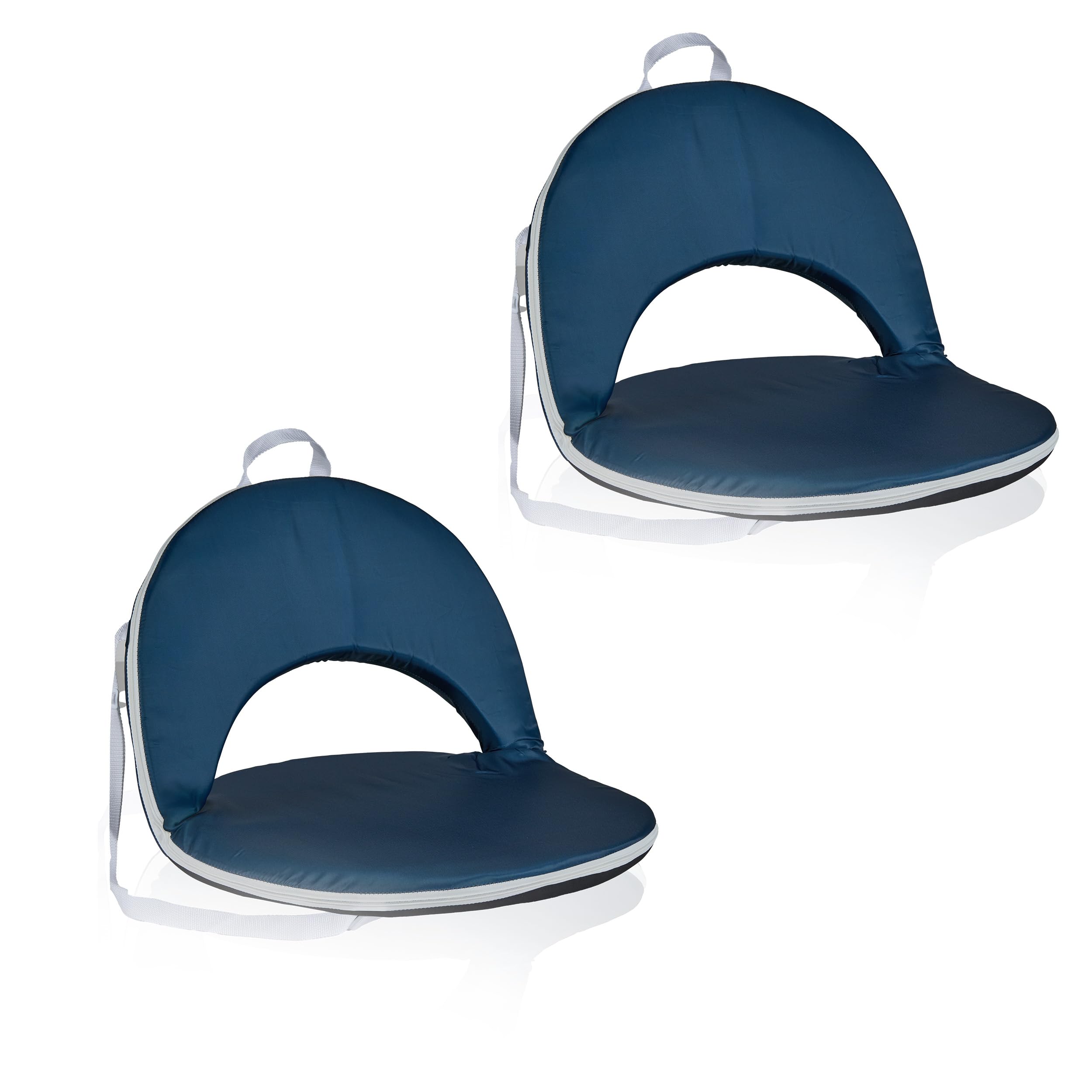 KHG Sitzkissen 2 Stück blau, Strandliege mit Verstellbarer Rückenlehne | faltbarer Bodenstuhl aus Polyester und Stahl-Gestell mit Schulterriemen für Strand, Park usw, 2 kg 55x5x75 cm