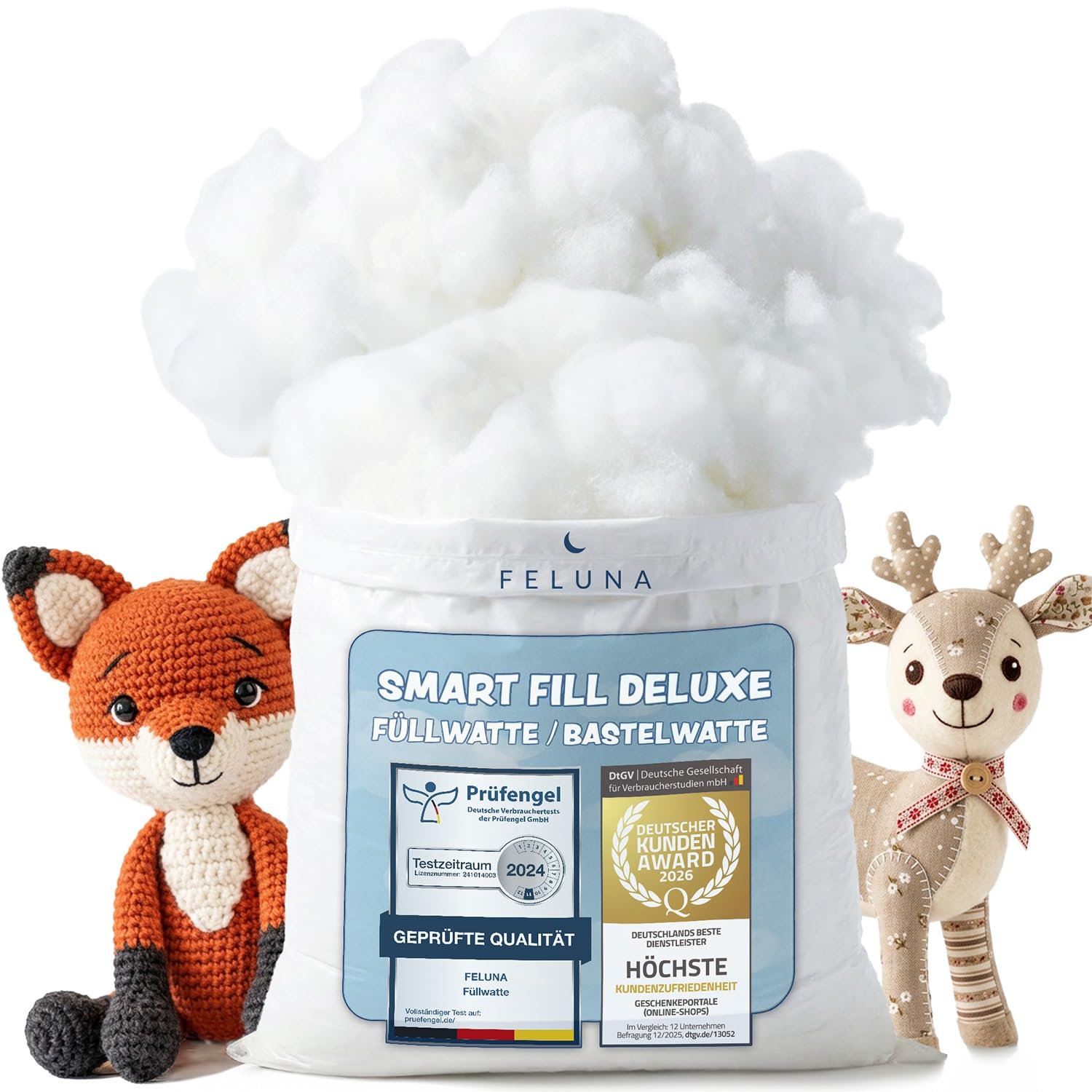 Guata de relleno para cojines; Material de relleno de poliéster esponjoso; Guata de relleno para cojines, peluches y manualidades; Certificado Oeko-Tex (4 kg)