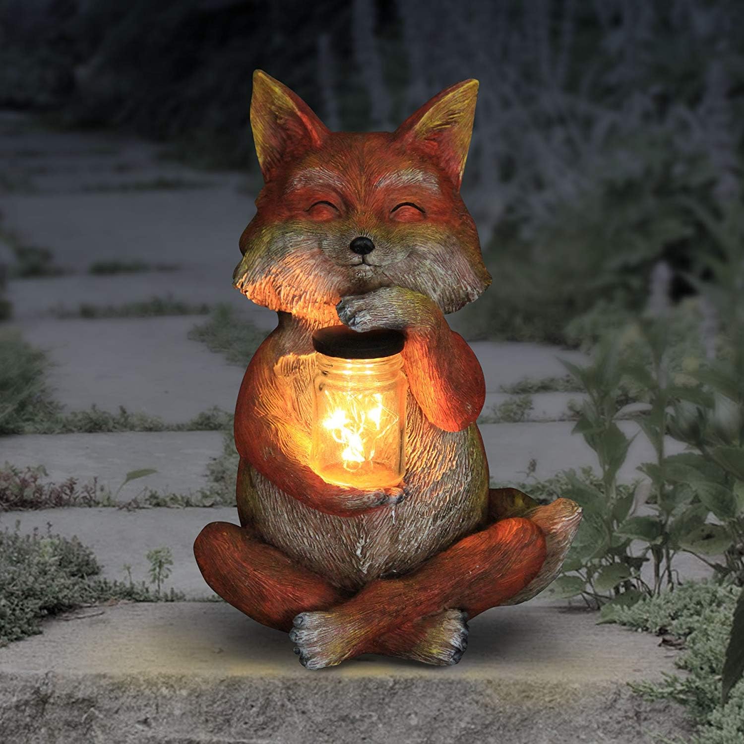 LED Solar Statue, Fox With Lighted Fireflies 12073 : Exhart