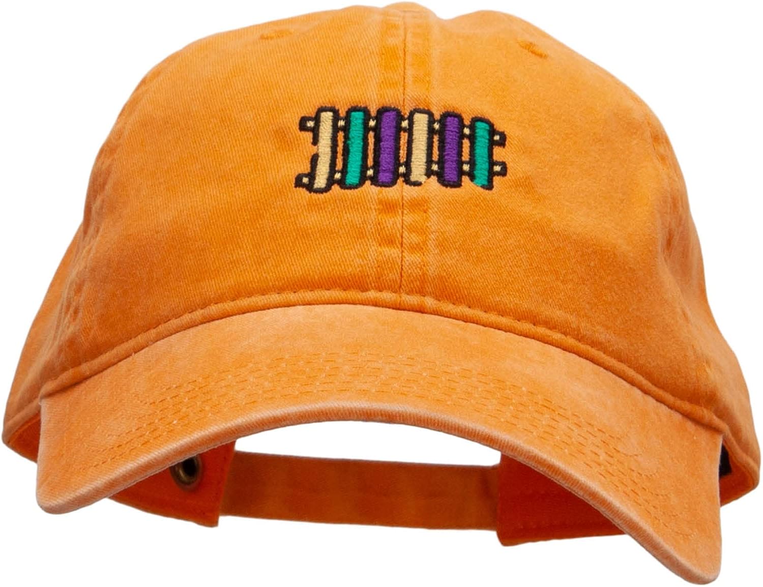 e4Hats.com Mardi Instrument Embroidered Washed Solid Pigment Dyed Cotton Twill Brass Buckle Cap