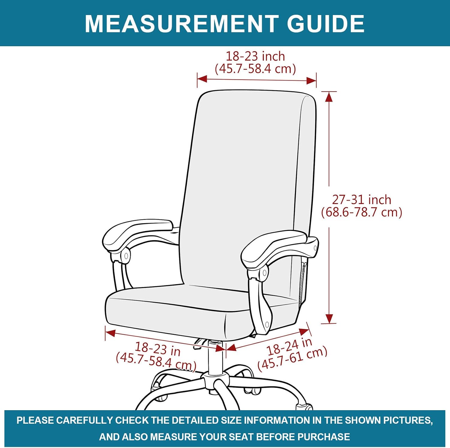 Teal Velvet Office Chair Cover, Washable High Back Slipcover, Stretch Zippered Design, Soft Large Protector for Rotating Chairs - Durable & Stylish (Black L)