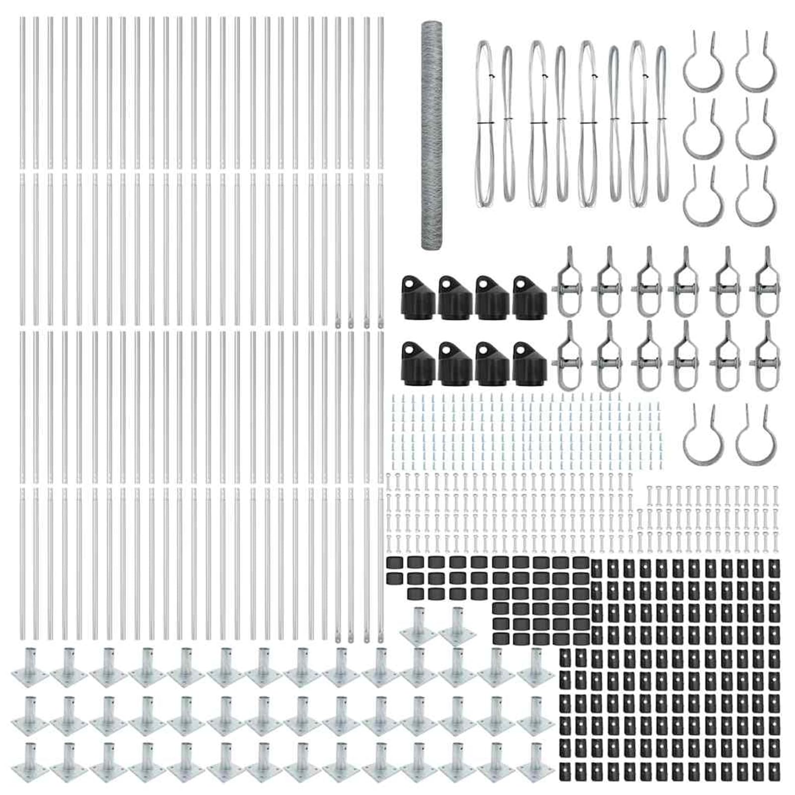 Lot de 44 poteaux de clôture argentés, résistants aux intempéries et à la corrosion, en acier, 10 000 x 3,2 x 160 cm, pour jardin et terrasse