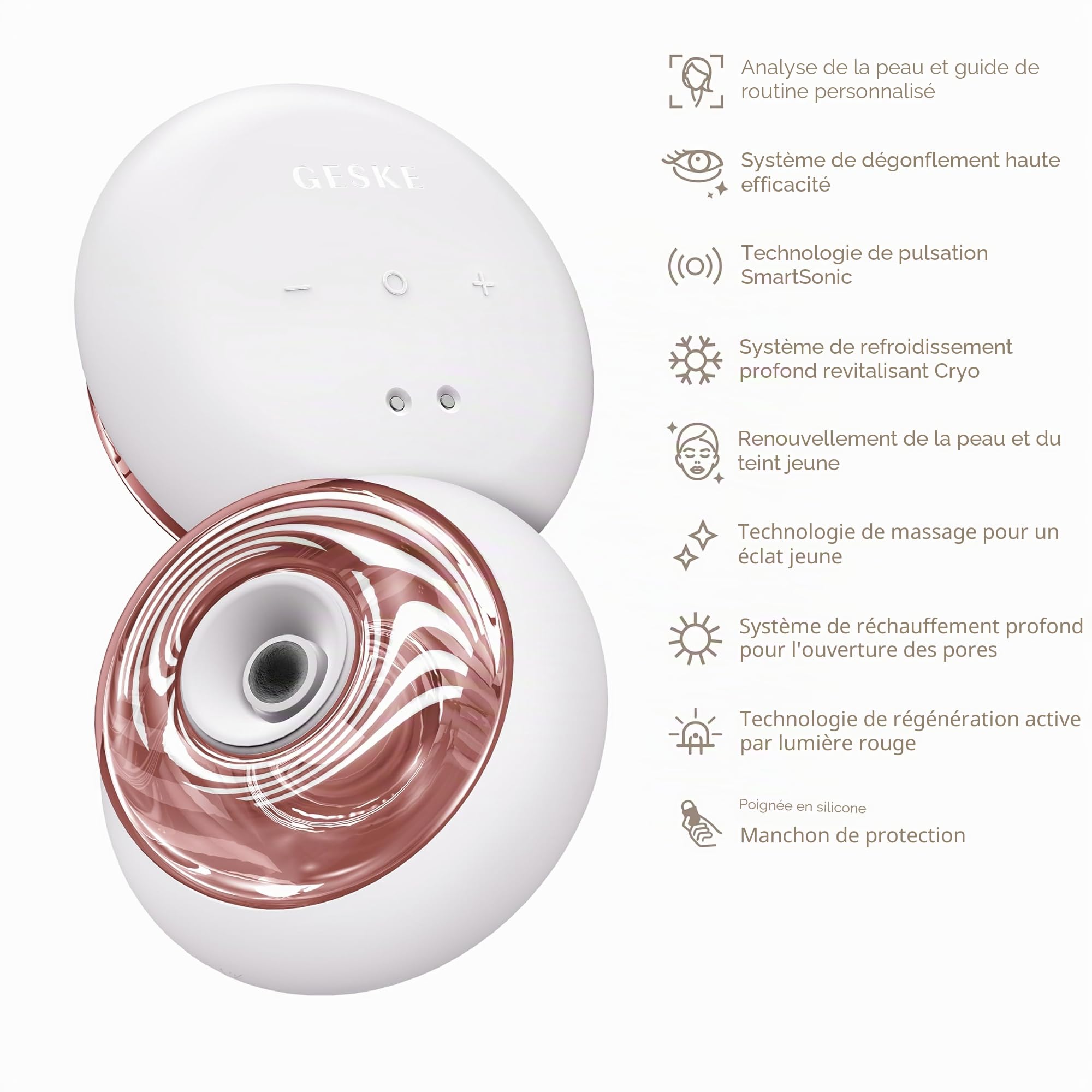 GESKE Sonic Cool & Warm Face & Body Massager | 9 in 1 Dégonfle la peau