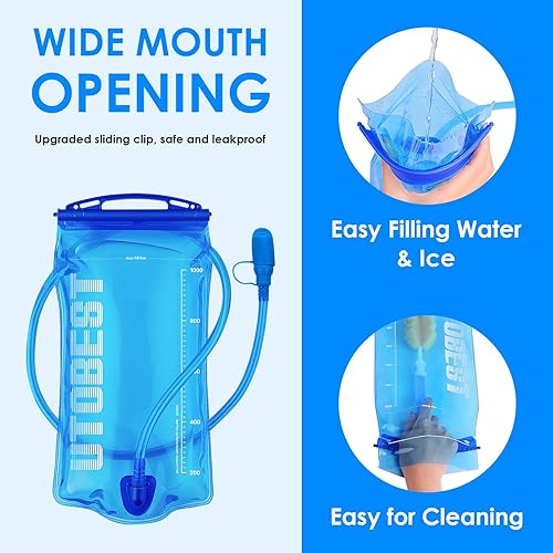 Miniatura 2 de UTOBEST Vejiga de agua, vejiga de hidratación de 1 litro, 1.5 litros, 2 litros, bolsa de agua para mochila de senderismo, sin BPA, depósito de agua