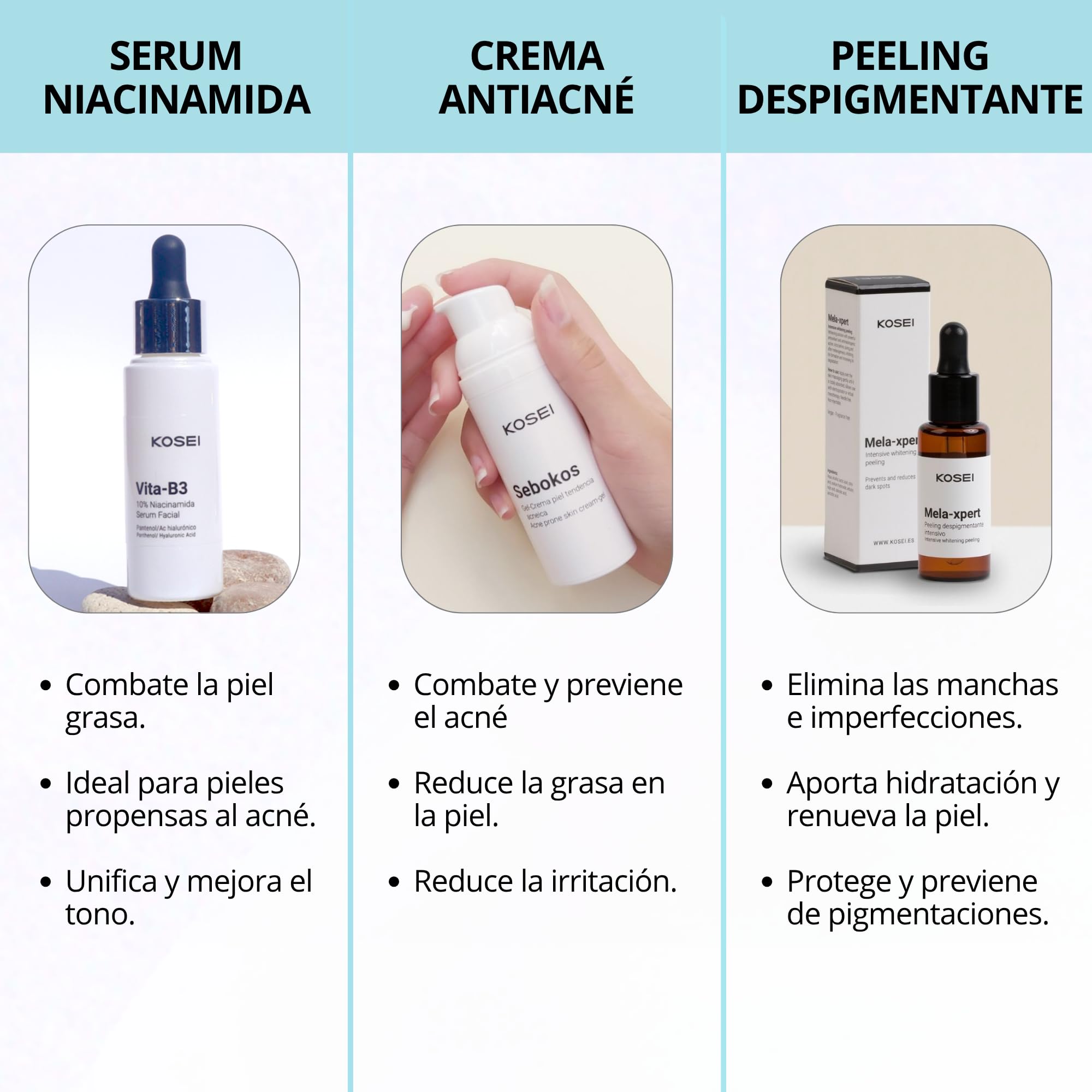 KOSEI | Serum Niacinamida | Mejora la Textura de la Piel y Unifica el Tono | Disminuye el Sebo y los Poros Dilatados | Combate la Piel Grasa y propensa al Acné | 30 ml