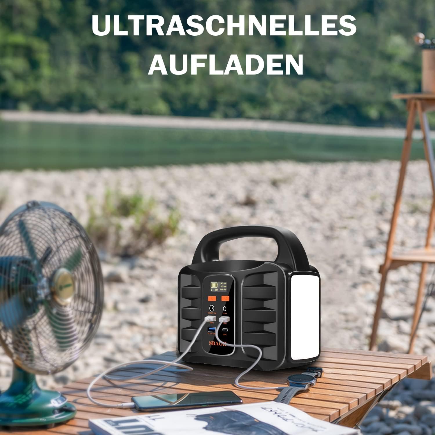 Powerstation 200W,SBAOH Solargenerator Akku mit AC Outlet Camping Solar Generatoren Lithium Batterie Bank Stromversorgung für Outdoor Travel Home Emergency Backup