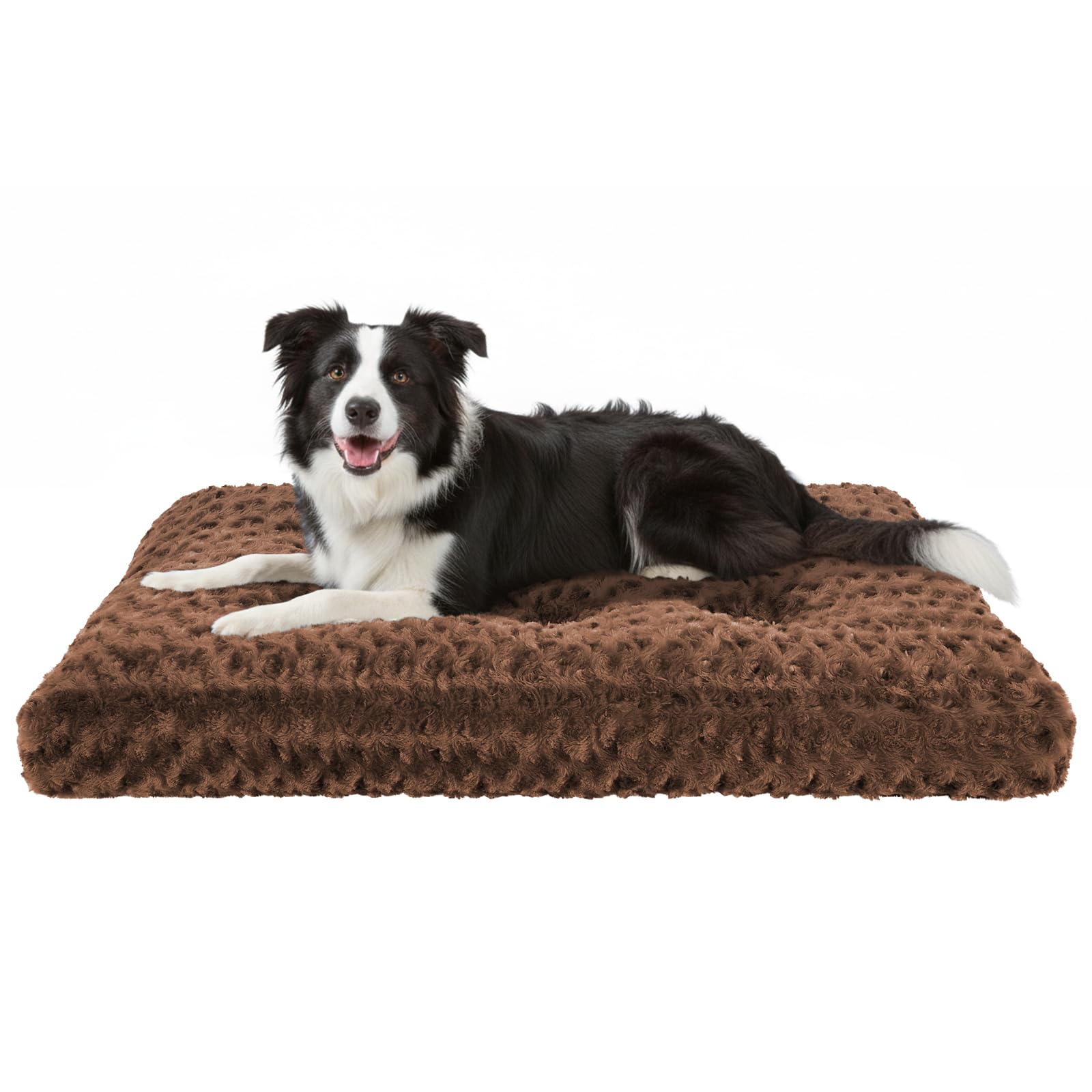 Homaxy Thick Large Dog Bed, Soft Orthopedic Dog Crate Mattress Anti-Anxiety Calming Dog Pillow with Non-Slip Bottom Washable Cushion Pet Mat, 105x68x11cm, Brown