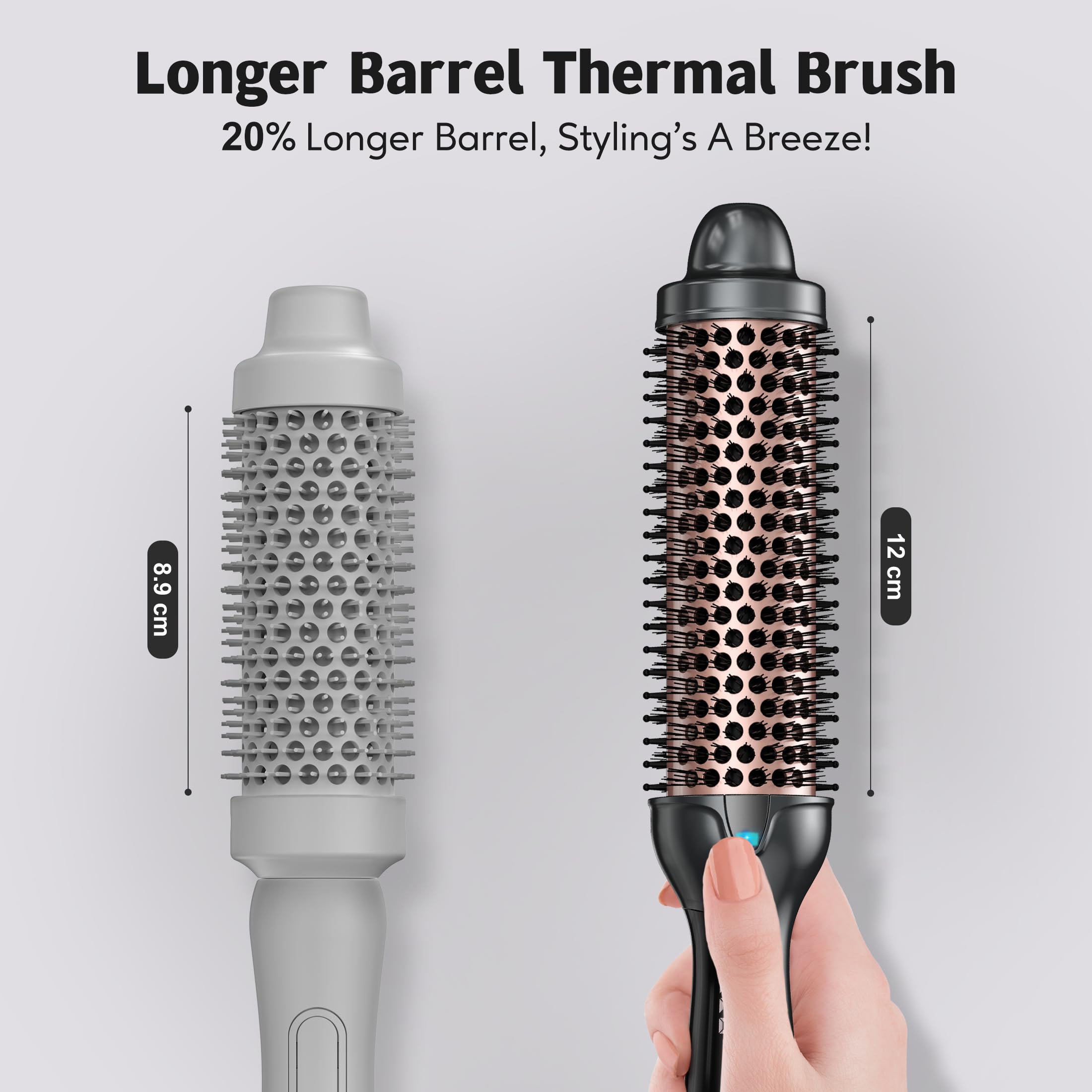 Farery Thermal Brush, 38MM Spazzola calda in tormalina ceramica, spazzola termica per capelli Display digitale Ferro arricciacapelli a 9 temperature, Spazzola arricciacapelli a doppia tensione