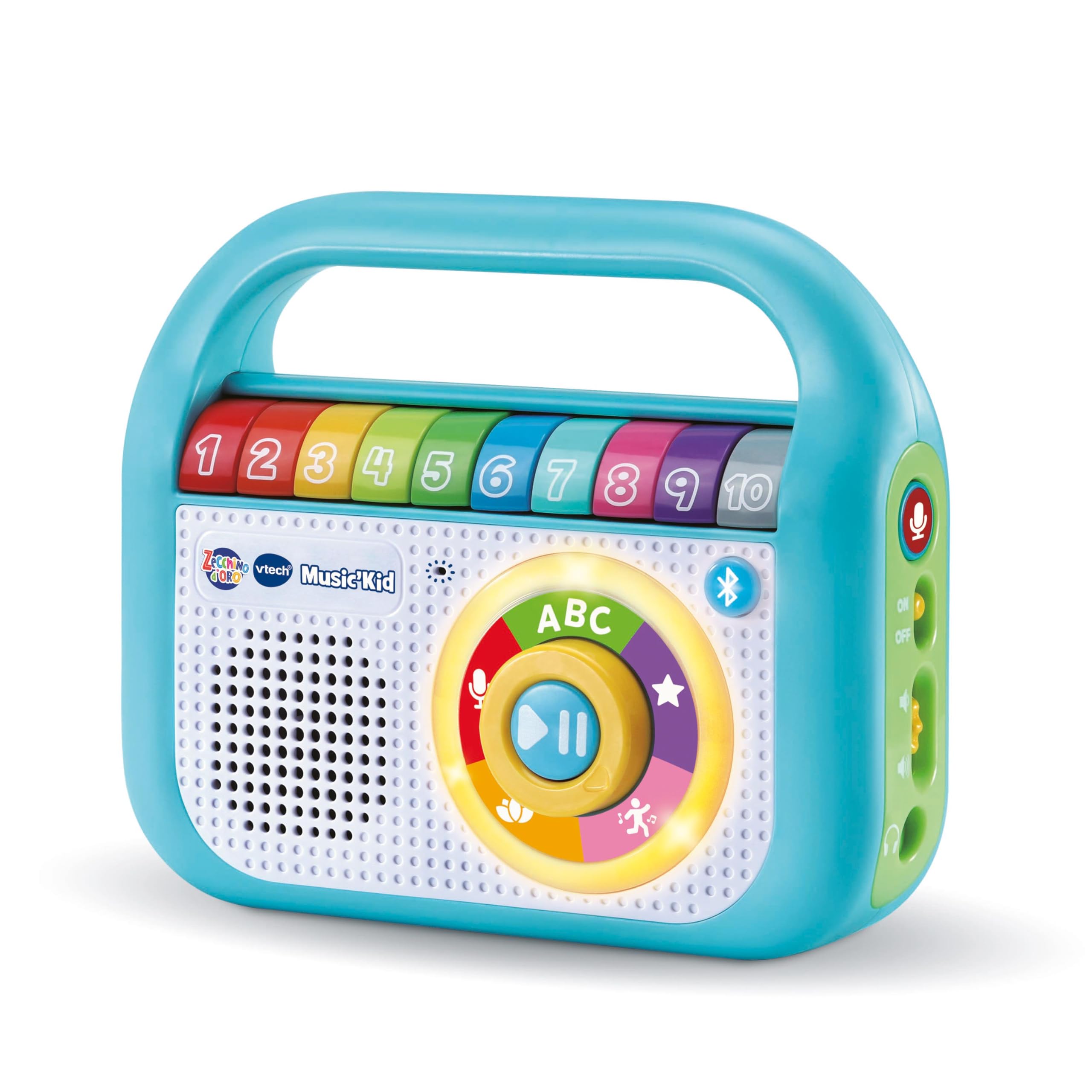 VTech Music'Kid ze złotą szynką, odtwarzacz MP3 dla dzieci z 40 oryginalnymi piosenkami ze złotego kleika, tryb nagrywania, odtwarzacz Bluetooth dla dzieci, język włoski, baterie w zestawie, 2-6 lat
