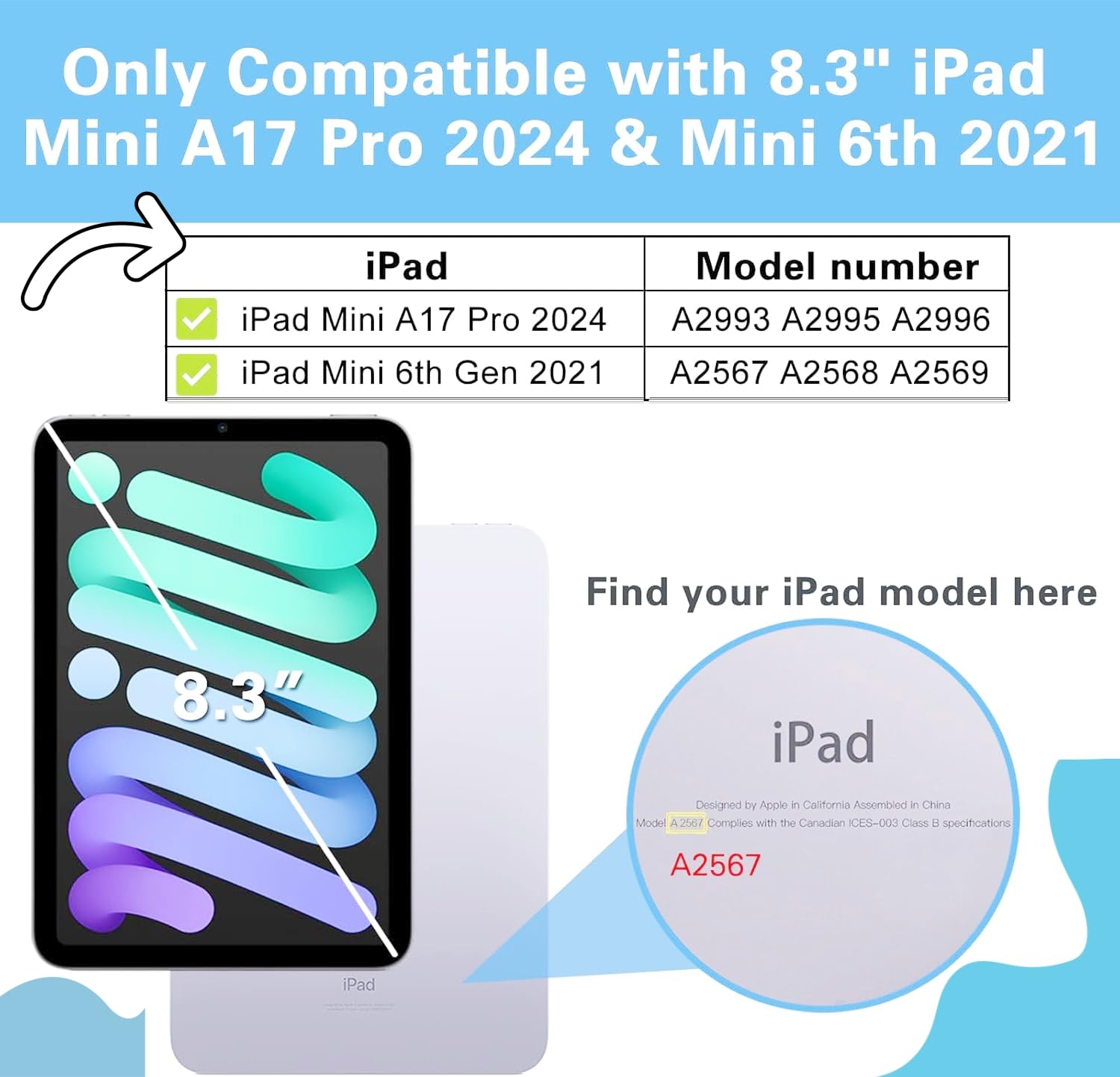 Funda de teclado para iPad mini 7 A17 Pro y iPad mini de 7ª/6ª generación (2024/2021) – Teclado Bluetooth desmontable con soporte delgado, recargable por USB-C y soporte para bolígrafo (negro