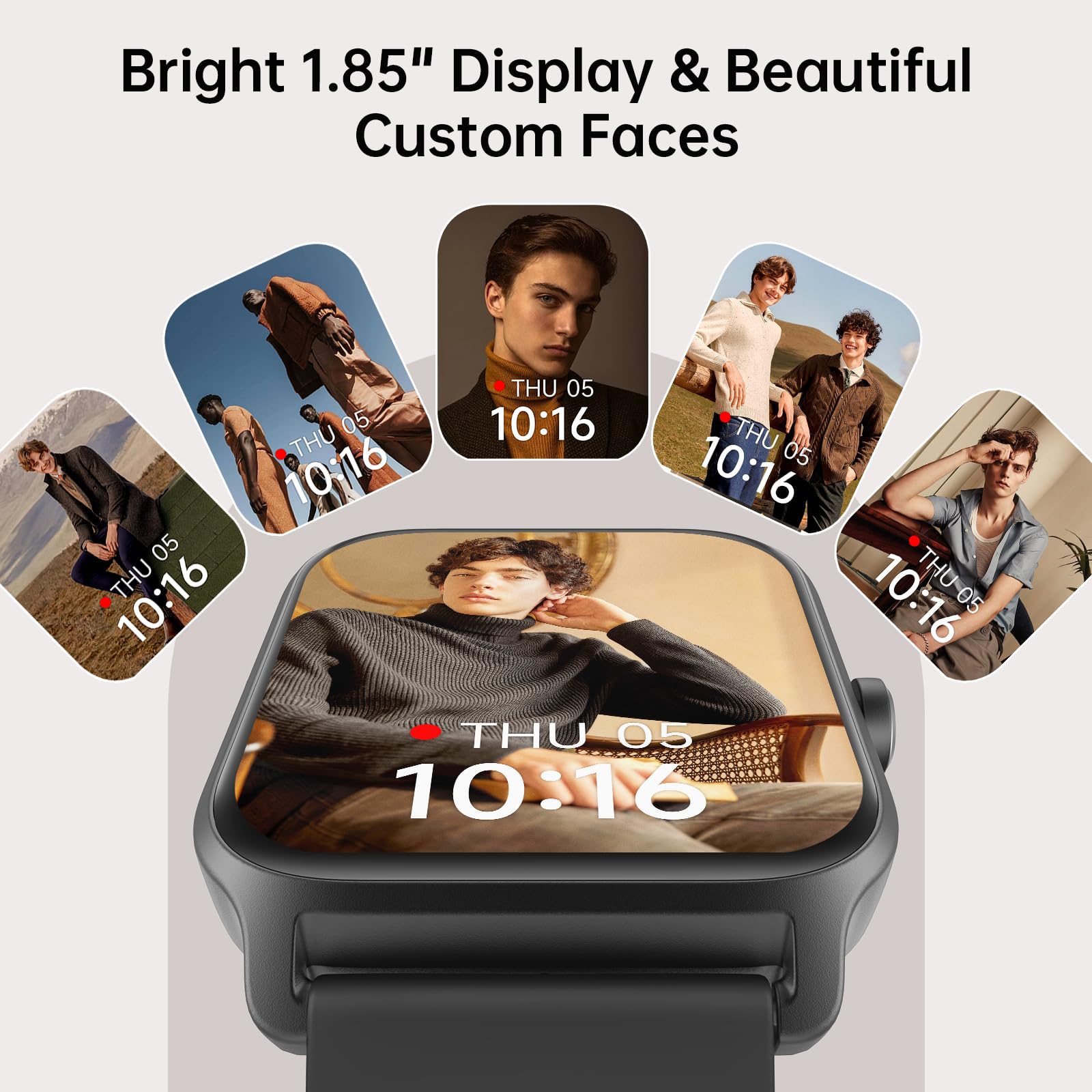 Smart Watch for Men, Alexa Built-in 1.85" HD Touchscreen Fitness Tracker with Bluetooth Call, 24/7 Heart Rate/Sleep/SpO2 Monitor, 100+ Sport Modes,2ATM Waterproof Smartwatch for Android iPhone(Black)