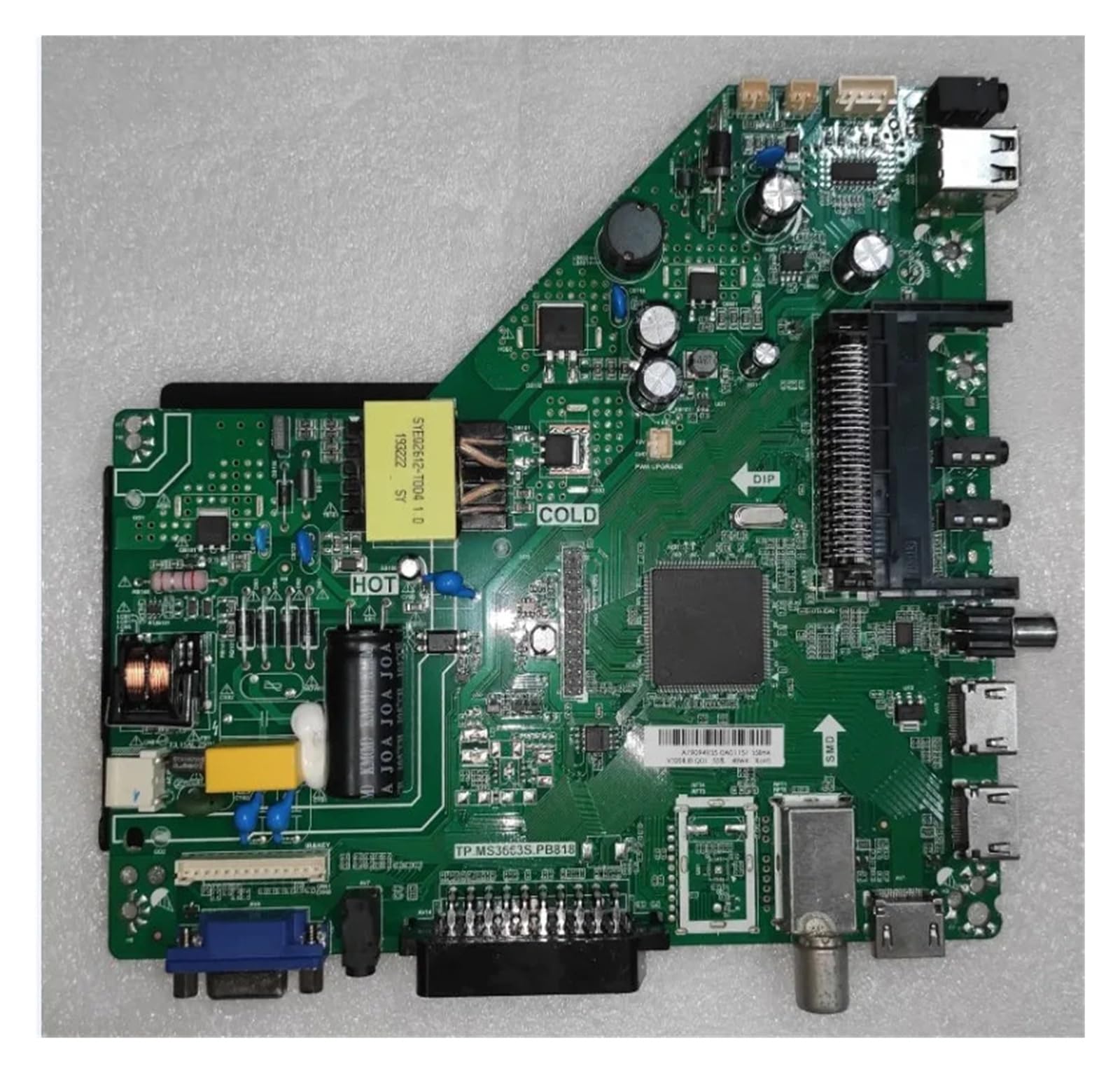 TP.MS3663S.PB818, Compatible con LCD, Compatible con LED, Placa Base For TV Tres En Uno. Voltaje De Retroiluminación: 34-44 V, 550 MA, 1366 X 768.(1T NO SD 1CI)