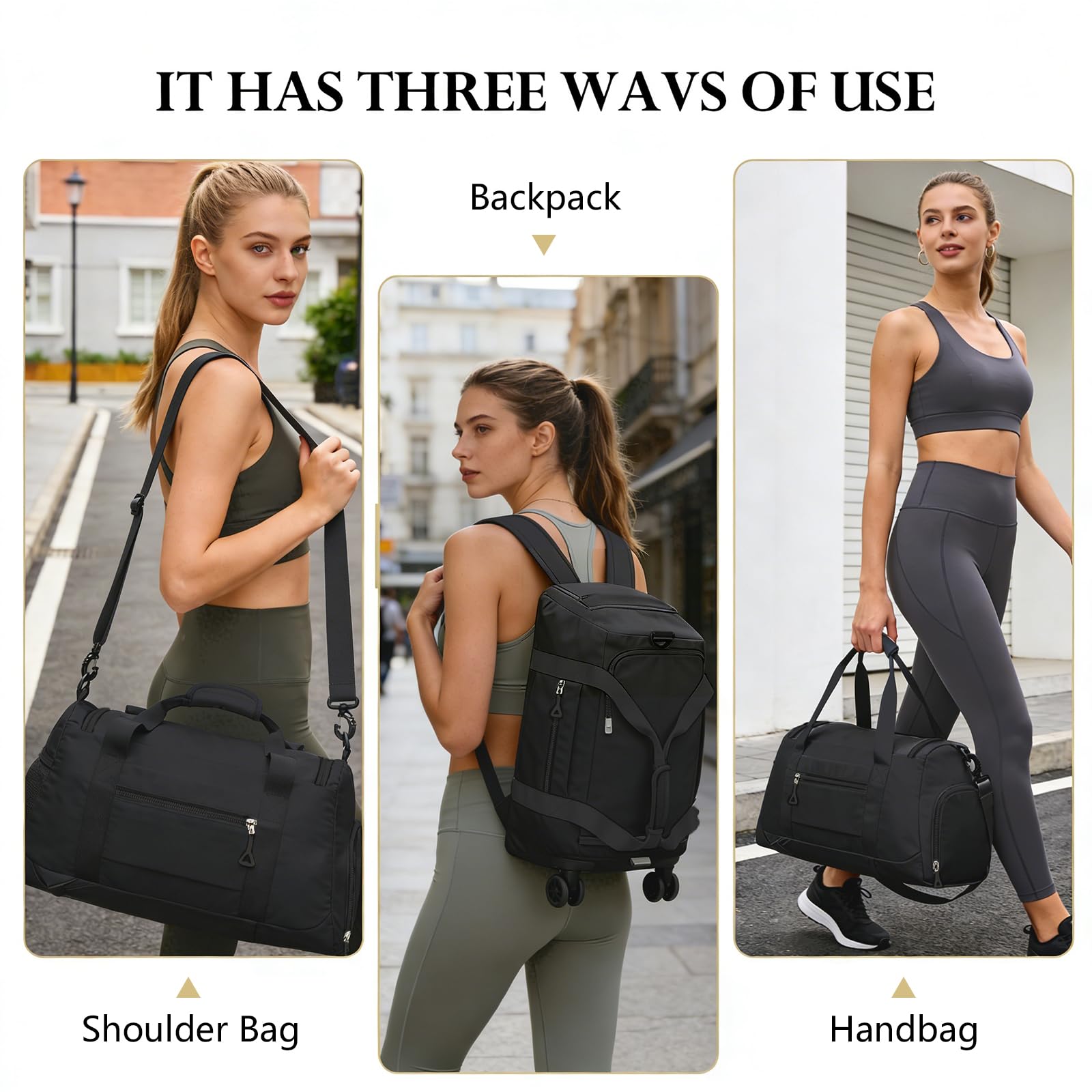 AiQInu Borsone Palestra Uomo Donna, 35L 3 in 1 Borsone Sportivo con Scomparto Scarpe, Borsa da Viaggio Tasca Bagnata Impermeabile, Design Multiscomparto per Palestra, Sport, Viaggio