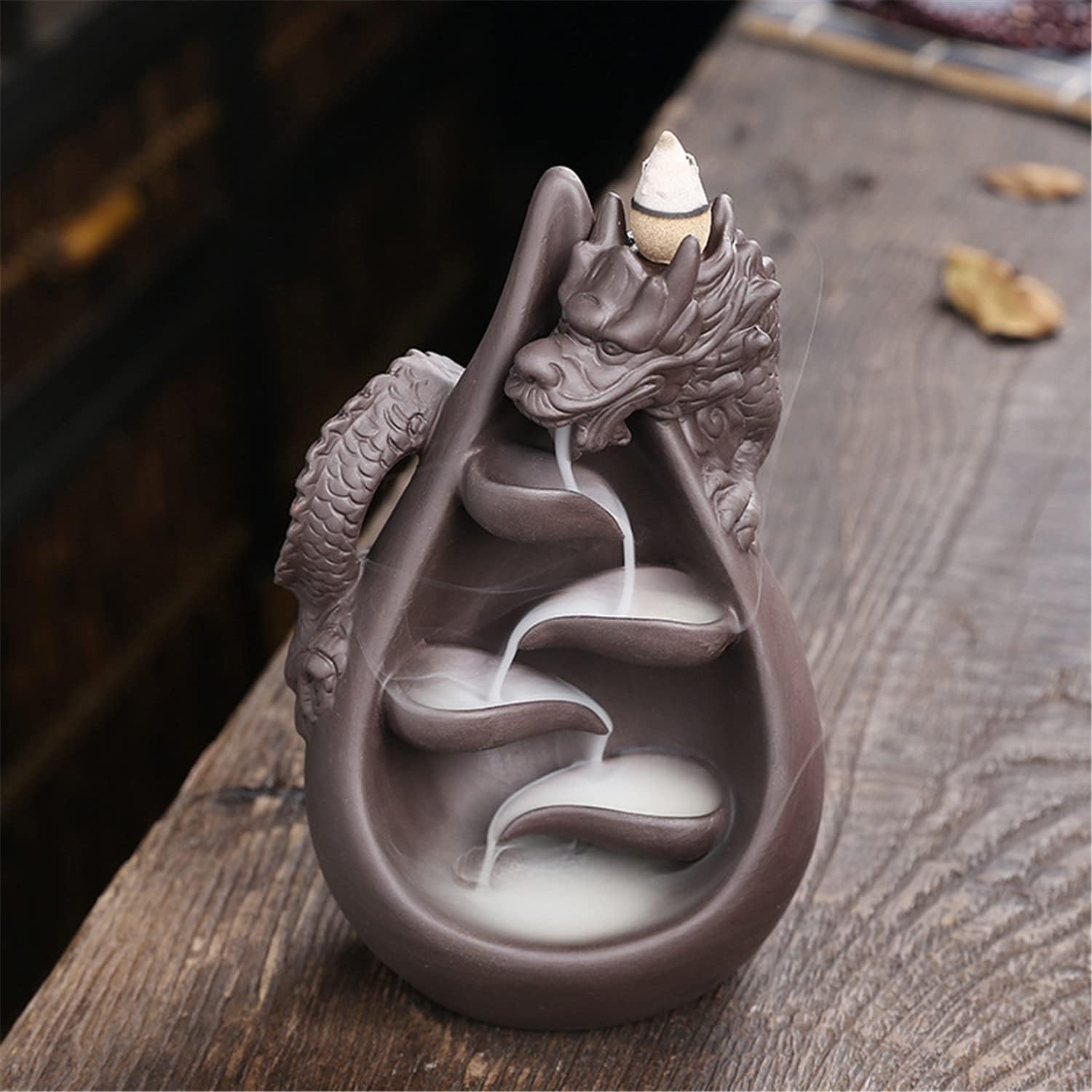 Dragon Backflow Incense Burner Waterfall Incense Holders, Handmade Purple Sands Incense Cone Sticks Censer, Home Decor Decorations Statue Ornaments Gift Figurine