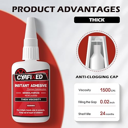 Miniatura 3 de CYAFIXED Super pegamento fuerte de cianoacrilato (CA), pegamento instantáneo CA de alta resistencia de viscosidad gruesa, 1 onza (1.00 oz)