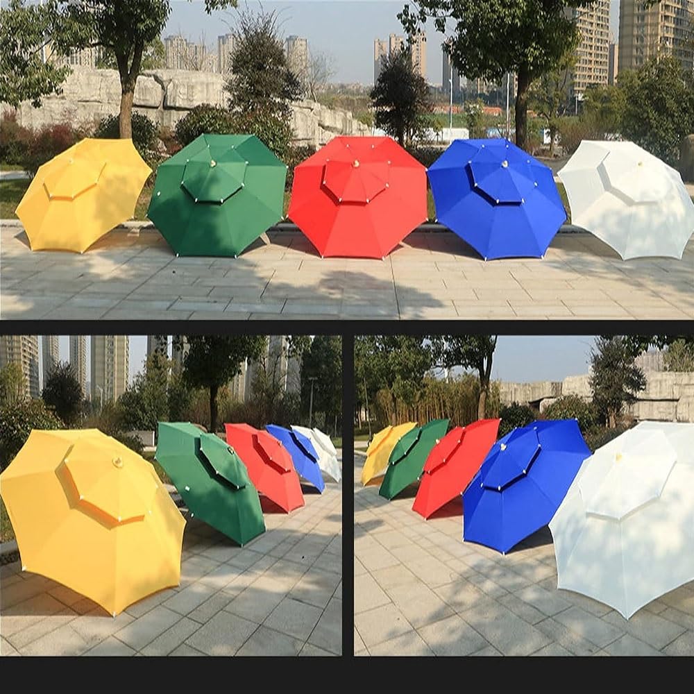 Osłona przeciwsłoneczna Duży zewnętrzny parasol tarasowy 250 cm z podwójnym blatem okrągły 8 żeber przenośny do ogrodu, na basen, taras, stół plażowy (zielony), NIEBIESKI, A