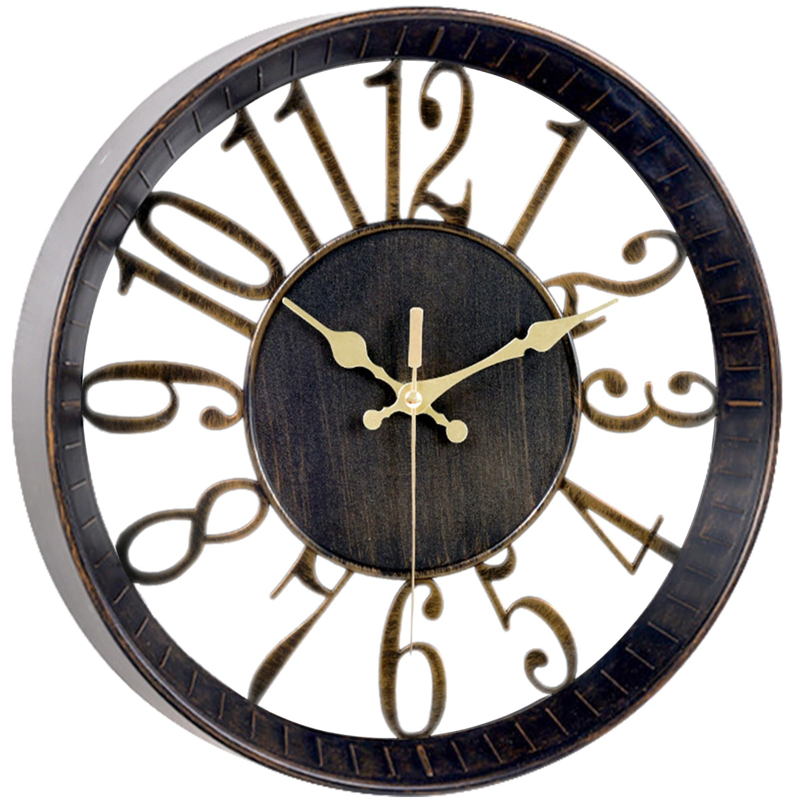 Wesoke 12 Inch Black Wall Clock, 30cm Vintage Large Round