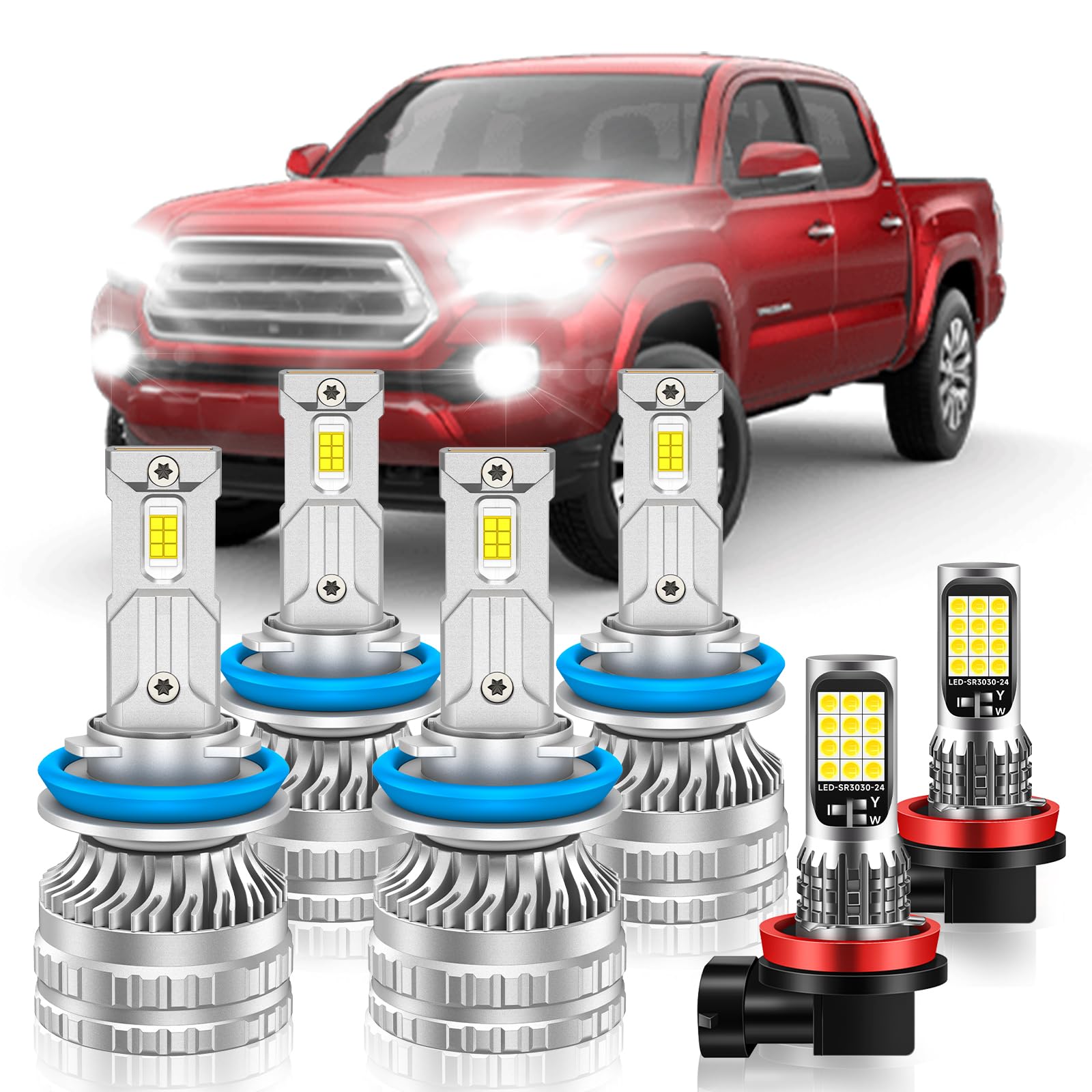 Photo 1 of VESTNEXCL Fog Bulbs Fit for Toyota 2016-2023 Tacoma Hi&Lo Beam Fog Light Bulb Combo, 800% Brightness, Dual-sided 3570 Chips, 6000K White, 60000HRS Long Lifespan, Plug-and-Play, Pack of 6