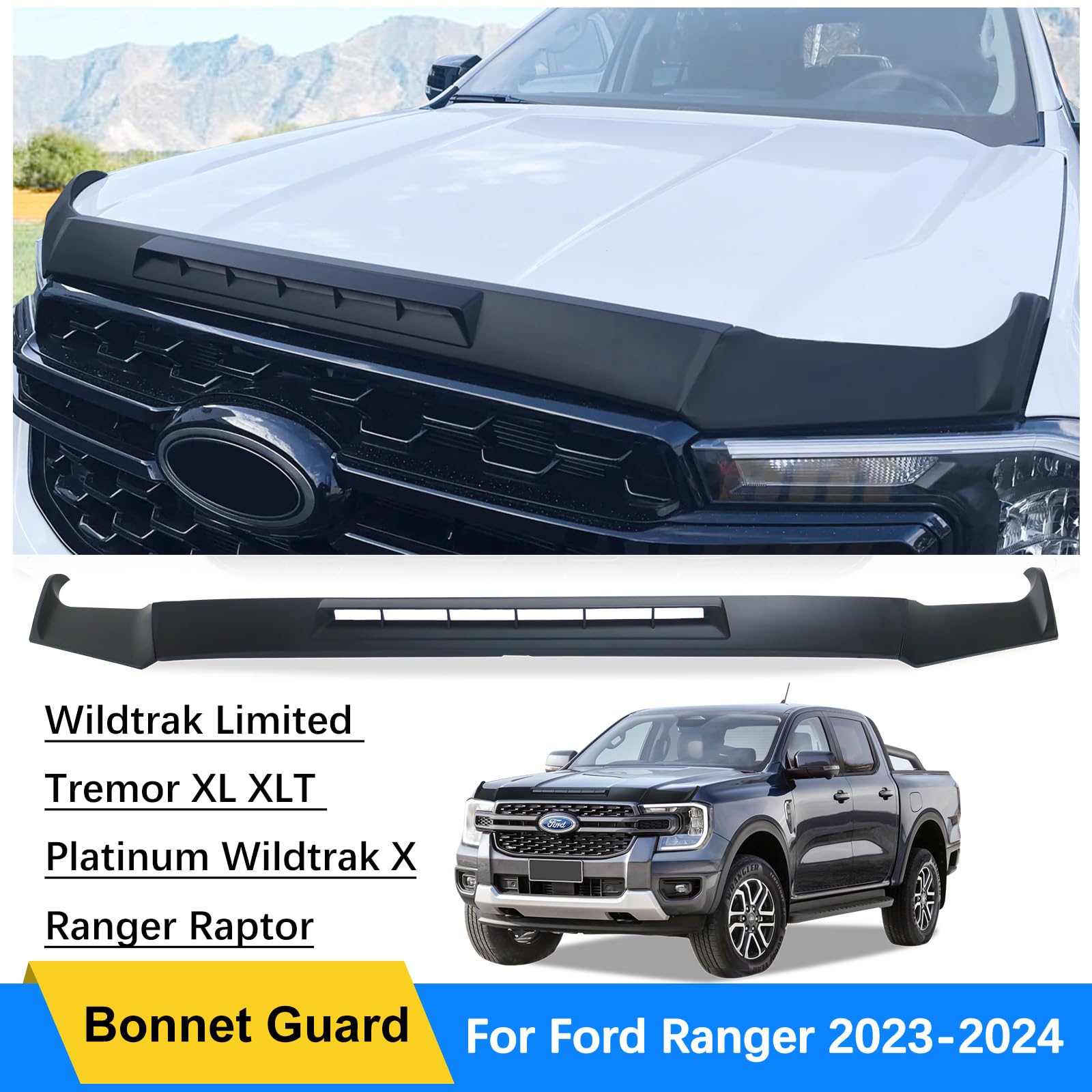 Protezione per cofano per Ford Ranger Wildtrak 2023-2024-2025 T9 Limited Platinum XL XLT Limited Tremor Wildtrak X Ranger Double Cab Pickup Acces