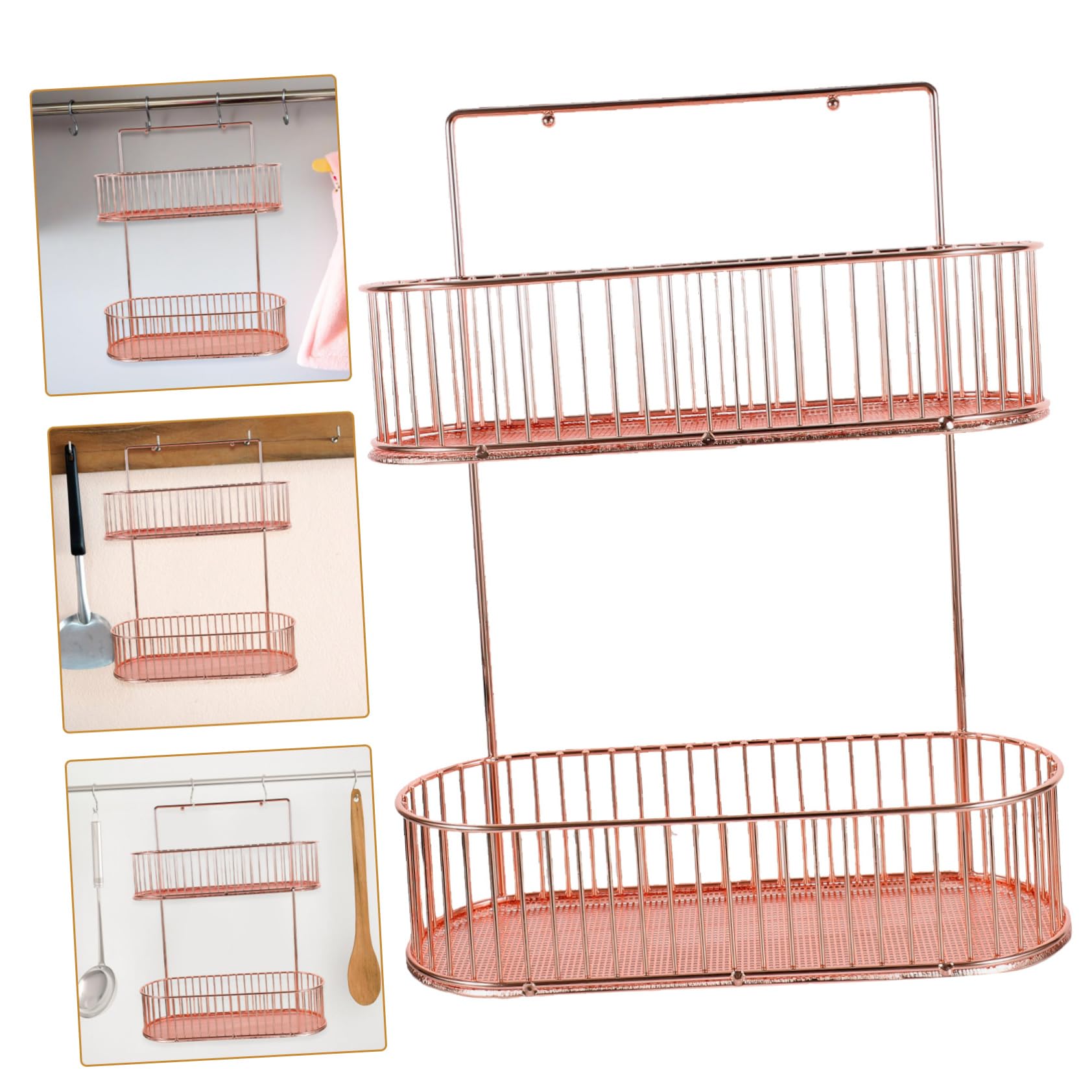 CHILDWEET Wandmontiertes Gewürzregal aus Eisen ohne Bohren Hängeregal Küchenorganizer für Bad Balkon und Schlafzimmer