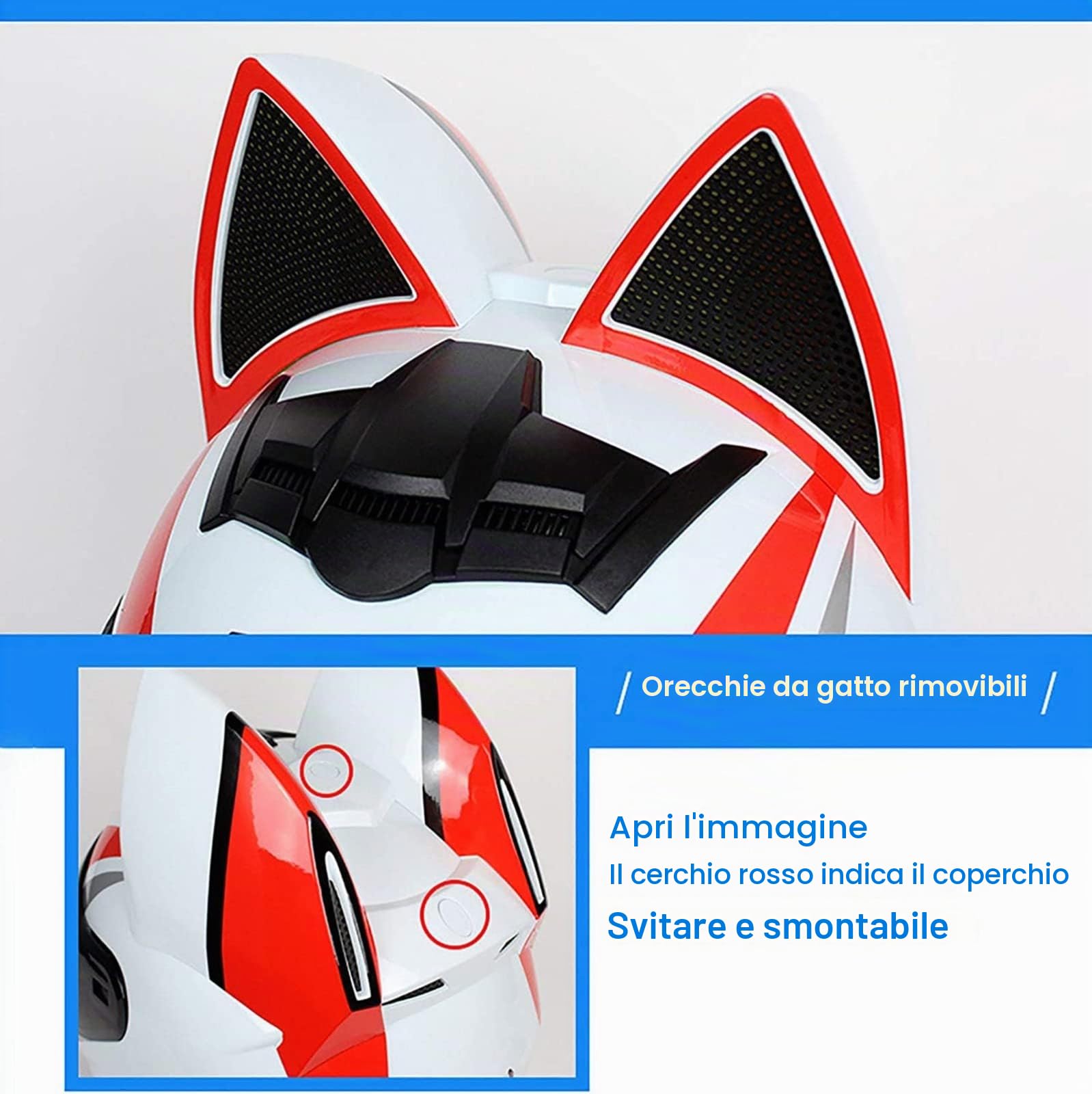 Casco Moto Integrale Da Donna Casco Moto Modulare Con Orecchio Di Gatto Caschi Apribili Con Visiera Omologati ECE Per Moto Da Strada Scooter Motocross C,S=55-56CM