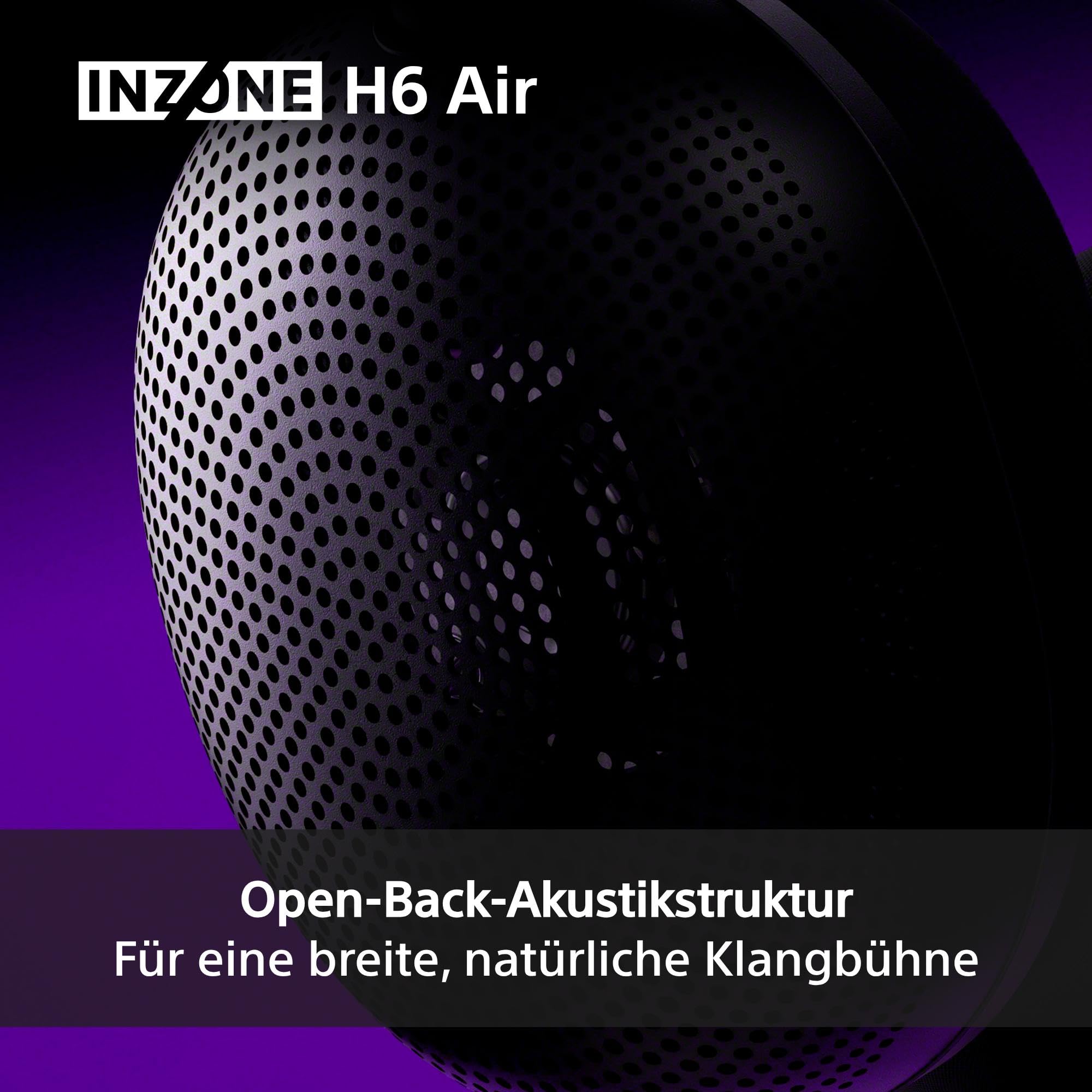 Sony INZONE H6 Air – kabelgebundenes Open-Back-Gaming-Headset – 360 Spatial Sound für Gaming, ultraleichtes 199 g-Design, abnehmbares Bügelmikrofon, Einstellbarer EQ via INZONE Hub – PC/PS5, Schwarz