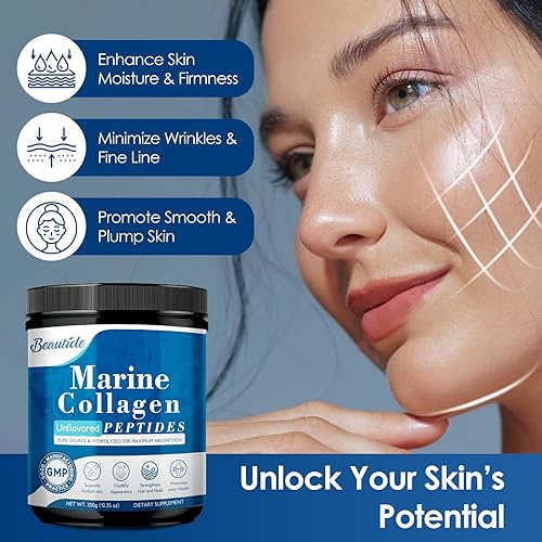 Miniatura 3 de Marine-Collagen-Peptides-Powder, colágeno de pescado hidrolizado con vitamina C y ácido hialurónico para la piel, el cabello, las articulaciones de