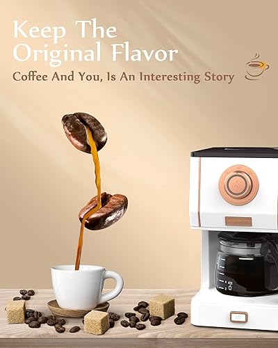 Miniatura 6 de Amaste Cafetera de estilo retro con cafetera de vidrio de 25 onzas, filtro de café reutilizable y tres modos de preparación, 30 minutos de