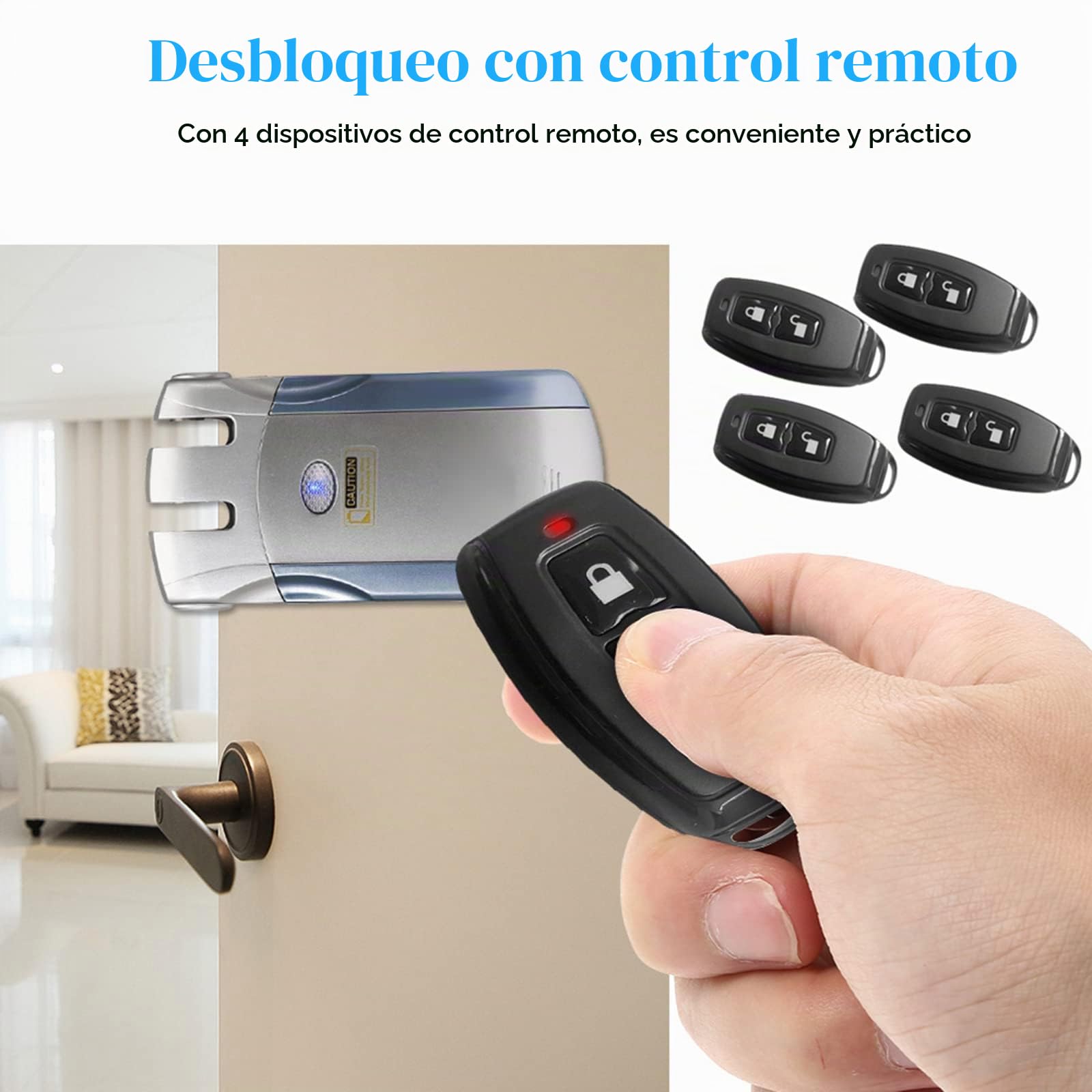 Control remoto inalámbrico Lock Security Invisible Keyless Intelligent Lock Aleación de zinc Metal con 4 llaves Smart Home Control de acceso Sistema de seguridad