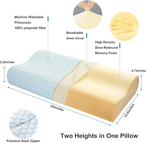 Miniatura 3 de Anvo Almohada de espuma viscoelástica almohada ortopédica cervical de contorno de cuello para dormir de lado espalda y estómago almohada ergonómica