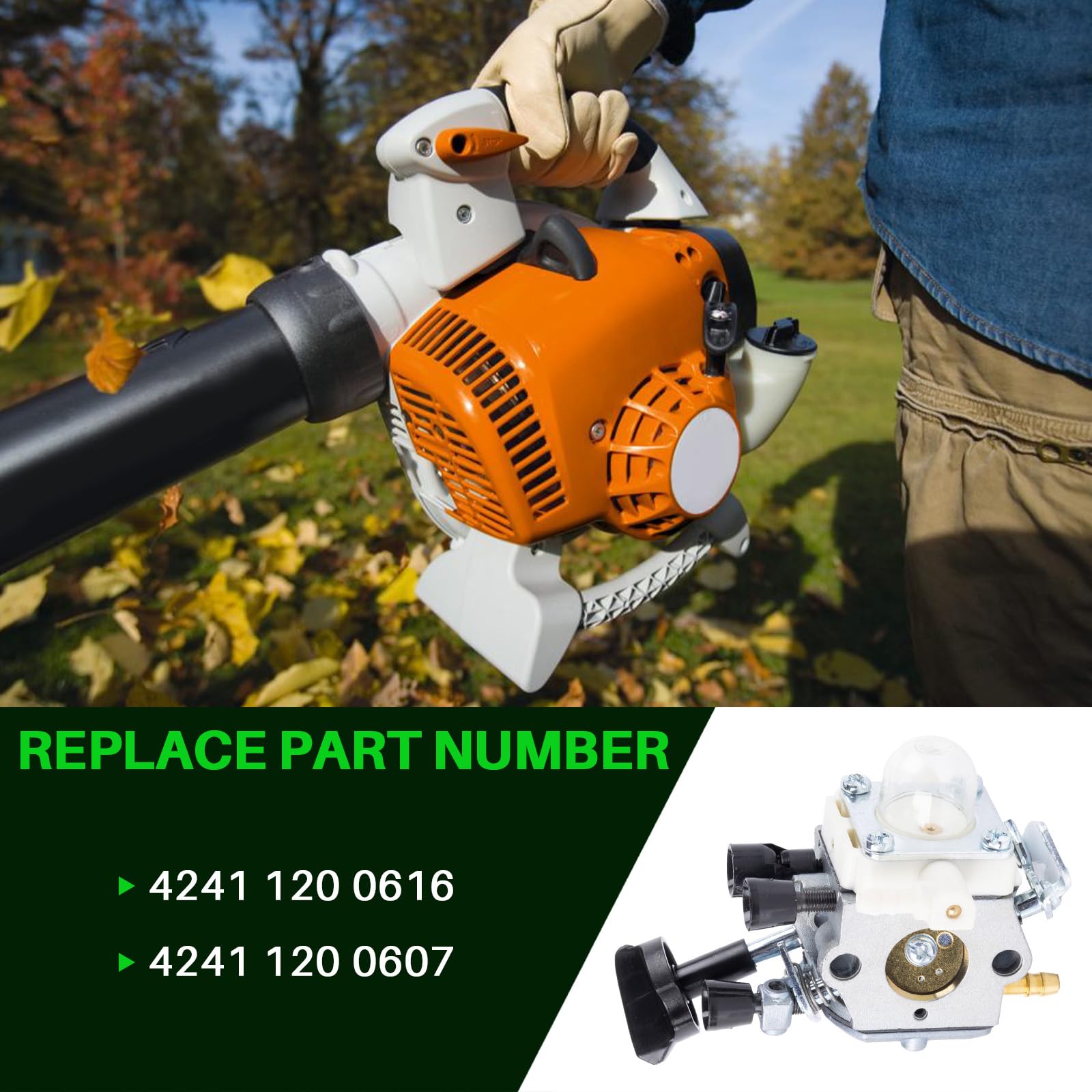 Carburatore con silenziatore e parascintille per Stihl BG86, BG86C, SH86, SH86C, BG86CE, BG86Z, ricambio per Zama C1M-S261B, C1M-S261C; per 4241 120 0616, 4241 120 0607, 4241 120 0 600