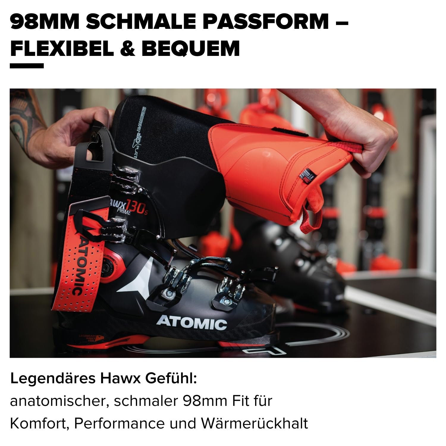 Atomic HAWX Ultra 85 W GW Skischuhe - Damen-Skischuh in Schwarz/Weiß - Boots mit 3D Knöchel & Ferse für anatomische Passform - Schmale Skistiefel mit 98 mm Passform