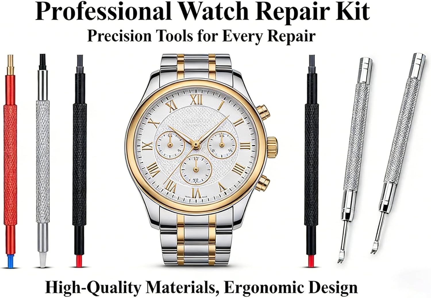 3PCS Watch Hands Repair Tool Kit, Watchmaker Hand Presser Pusher & Remover Lever Set, Watch Hand Removal Puller Plunger for Wristwatch