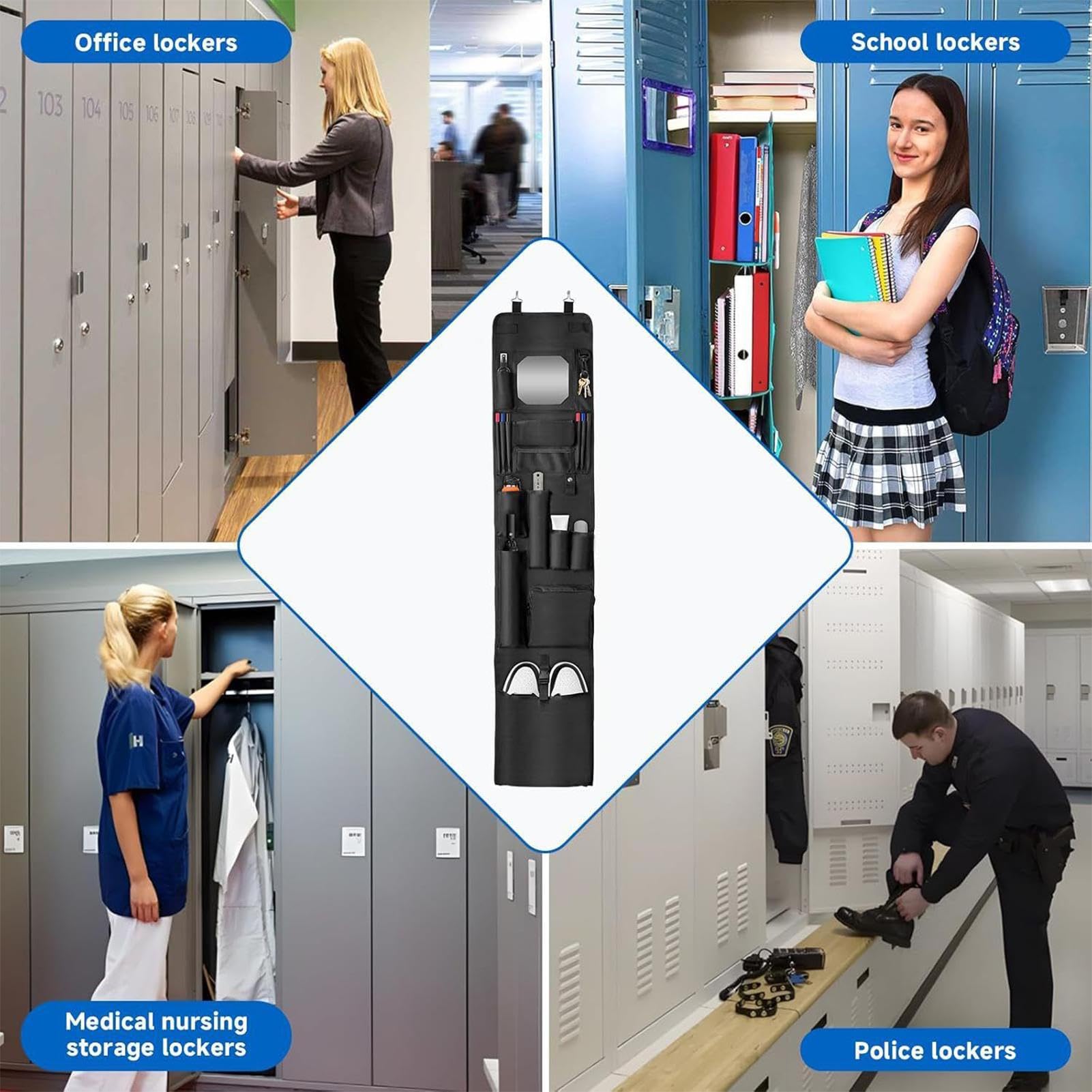 Appendiabiti Organizzatore Da Armadietto | Organizzatore con Specchio per Porte di Armadi da Lavoro | Appendibile Risparmio Spazio In Tessuto Oxford Per Guardaroba Palestra Divise Uniformi Camera Lett