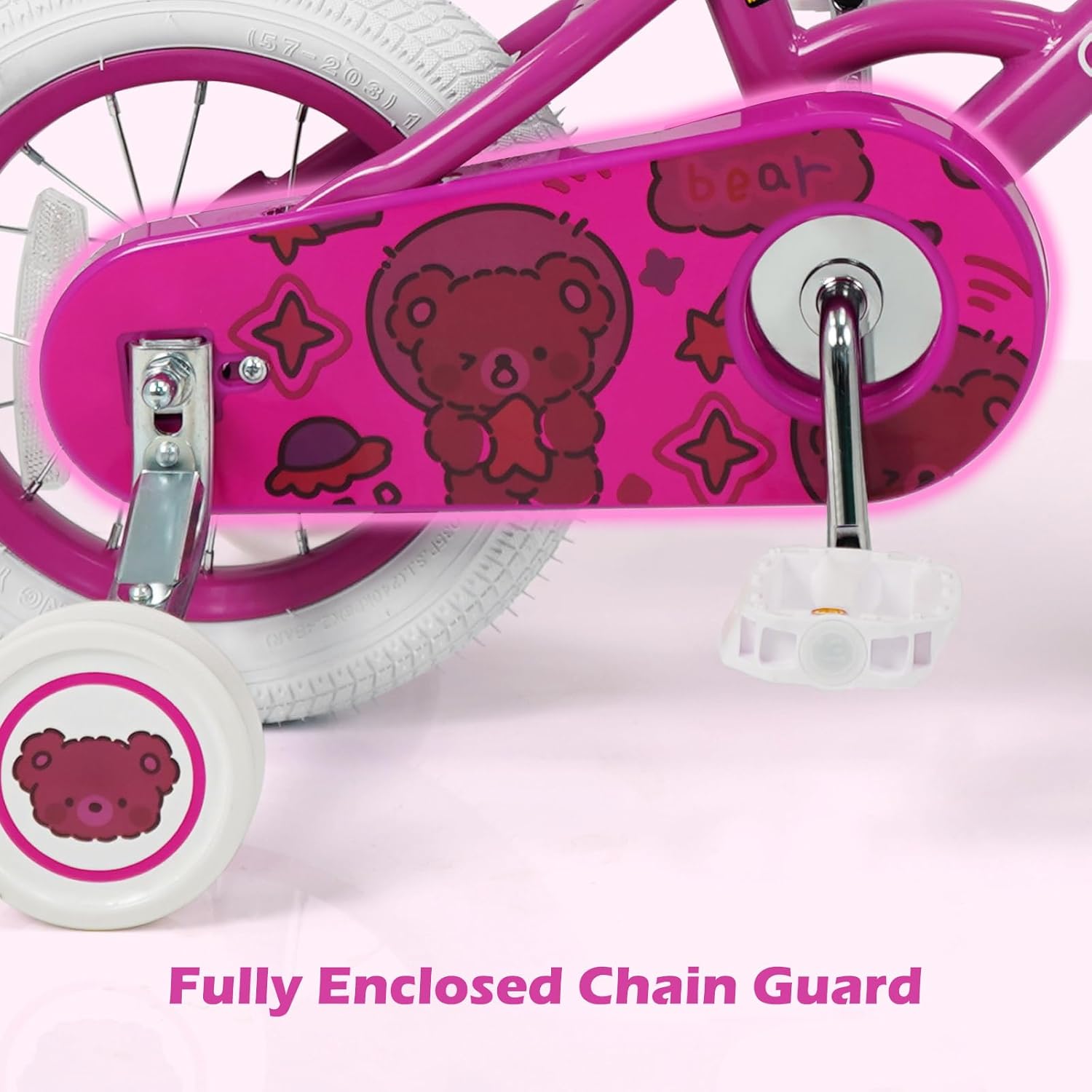 Olakids Kids Bike, 12 14 16 18 Inch Bear Themed Toddlers Bike with Training Wheels Adjustable Seat Handlebar Coaster Brake and Handbrake, Children's Bicycle for Boys Girls