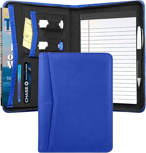 Coupount Portafolio con cremallera y organizador de conferencias de negocios A4 carpeta con calculadora para mujeres y hombres almohadilla de