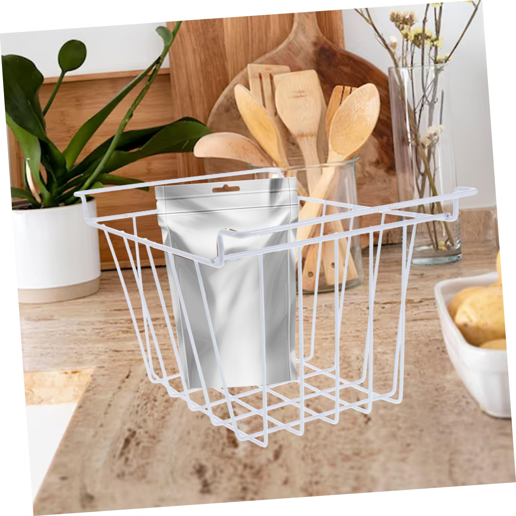 Cesta de Capacidad Blanco, Diseño Gran Ahorrador de Espacio Alambre Hierro Fácil de Limpiar para Congelador y Refrigerador