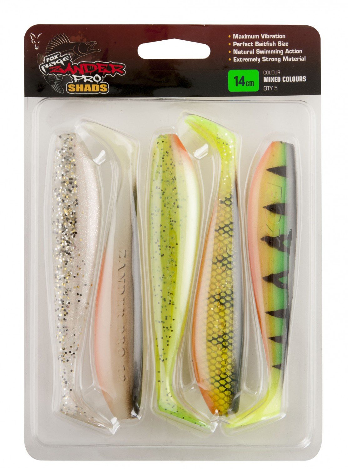 Fox Rage Zander Pro Shads Mixed Colour, 5 Couleurs Différentes En Kit