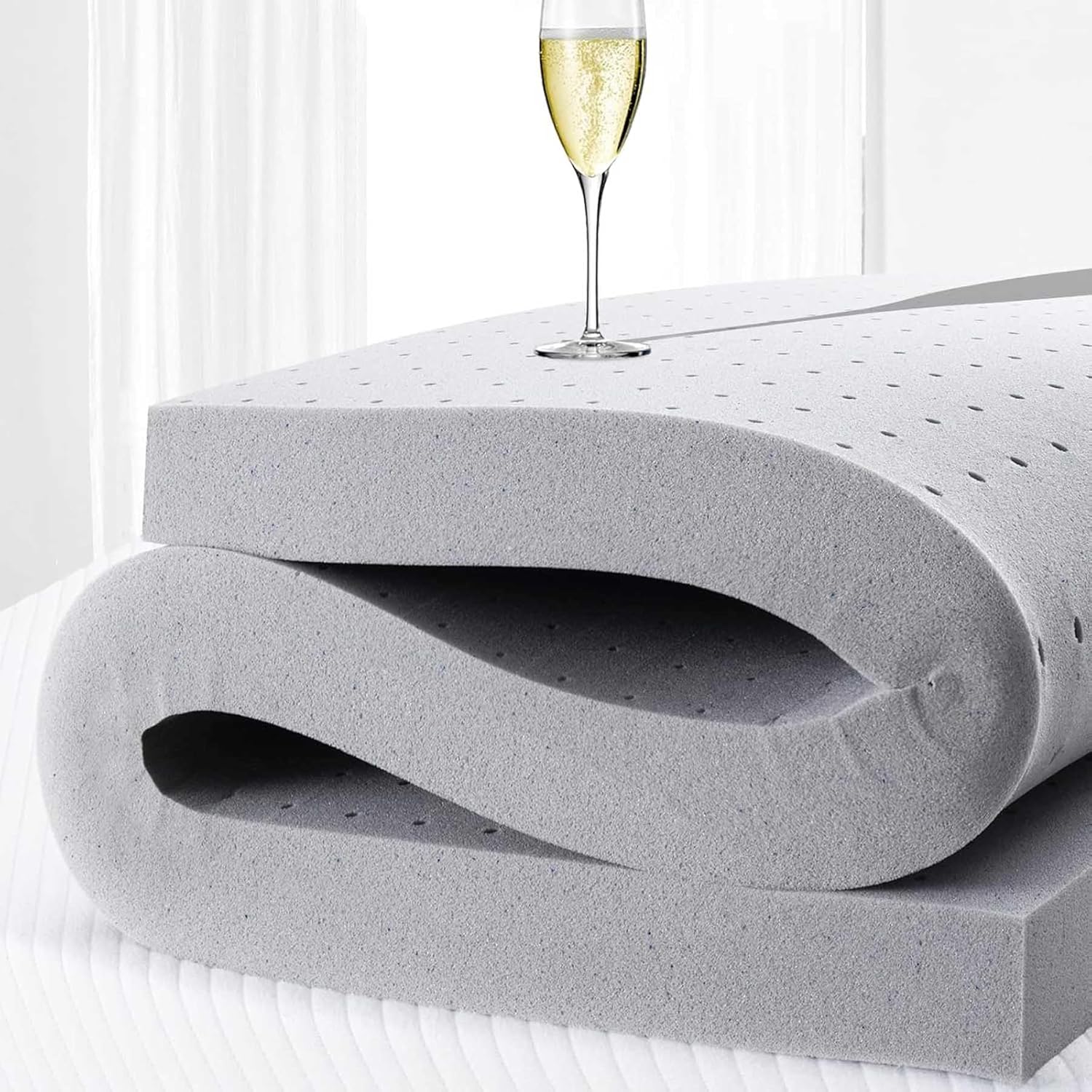 3 Inch Memory Foam Mattress Topper Full Size Cooling Gel Mattress Topper with Ventilated Design Bamboo Compression Pressure