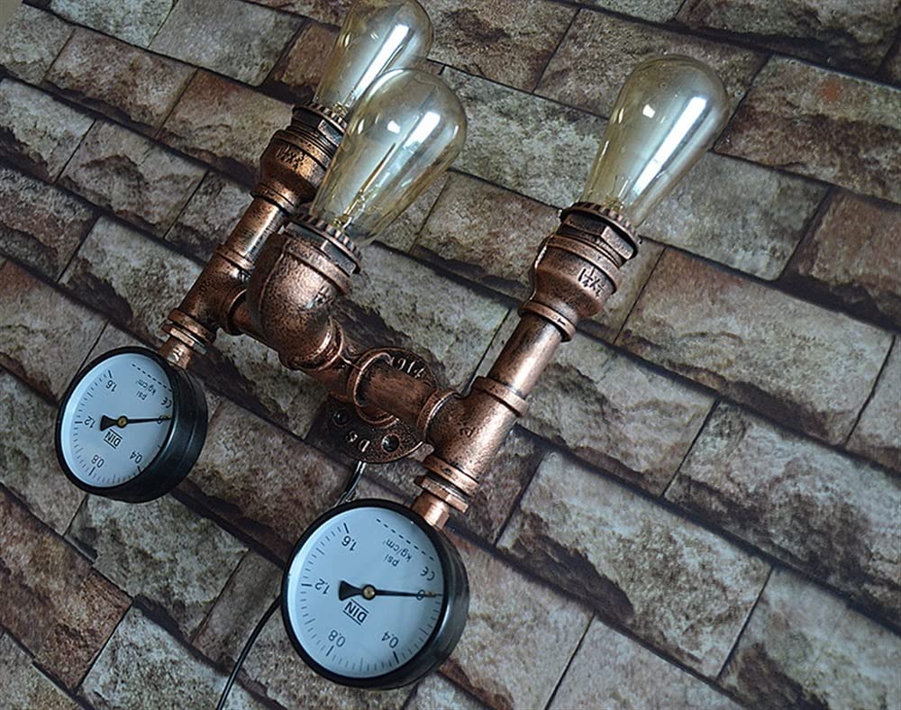 Generico Lampada da parete industriale for lampada da parete for tubo dell'acqua in metallo ferro Steampunk for fienile, sala da pranzo, bar, veranda(Bronze)
