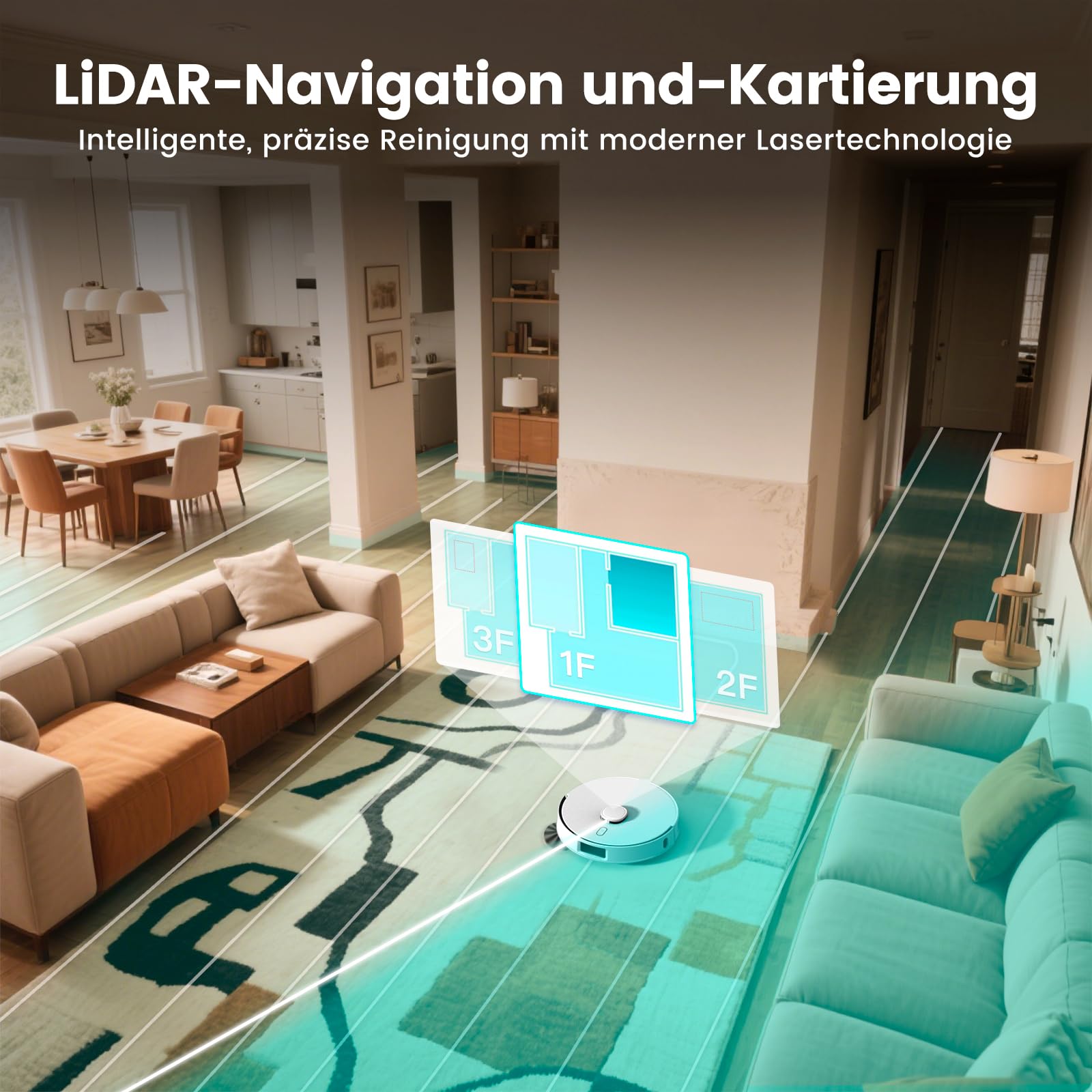 FIXR Saugroboter mit Wischfunktion, Staubsauger Roboter mit Absaugstation 3.5L, 12000Pa Saugkraft, Reaktive 3D-Hindernisvermeidung, T30+ Roboterstaubsauger für Tierhaare und Teppich (Weiß)