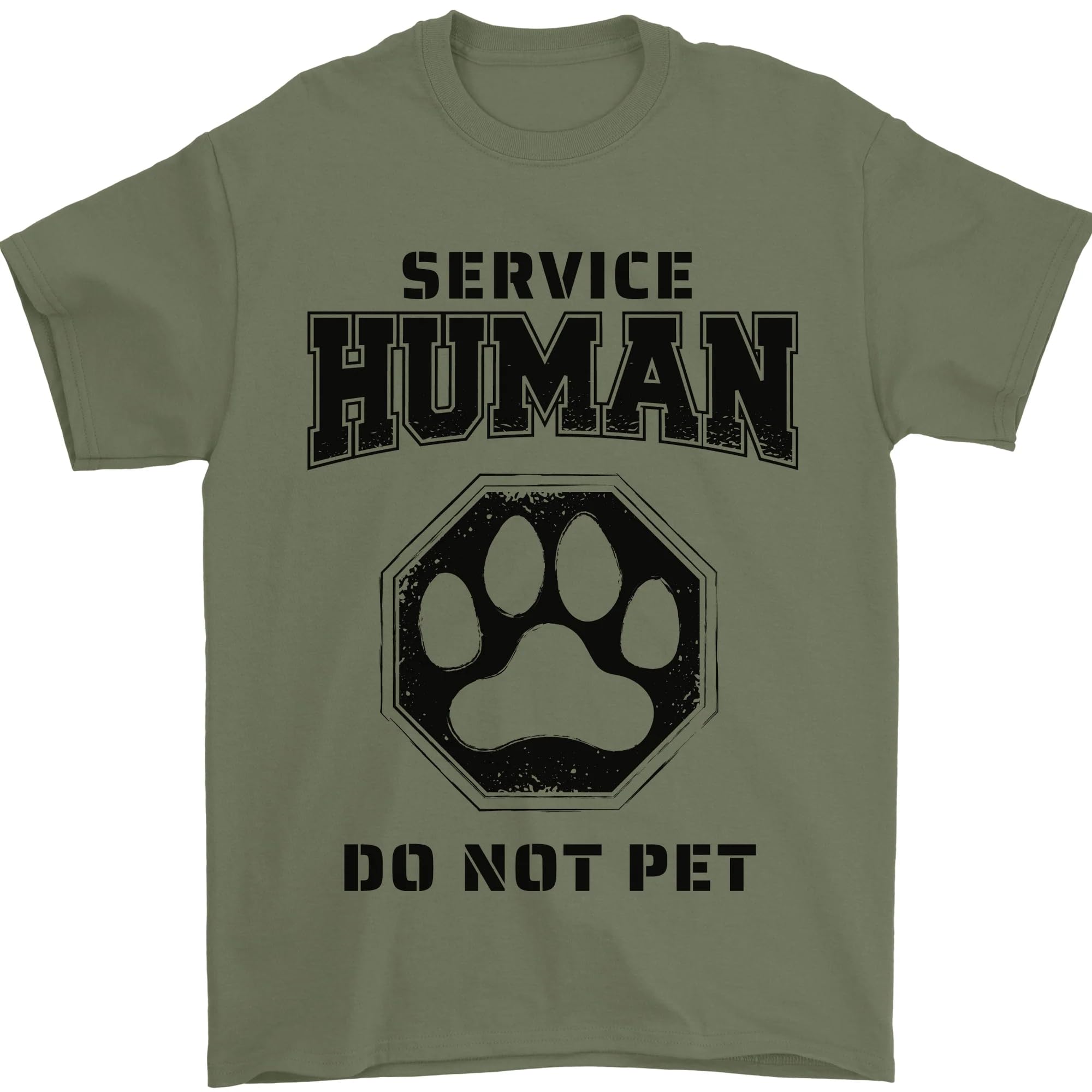 Funny Dog Service Human Do Not Pet Mens T-Shirt 100% Cotton Military Green XL