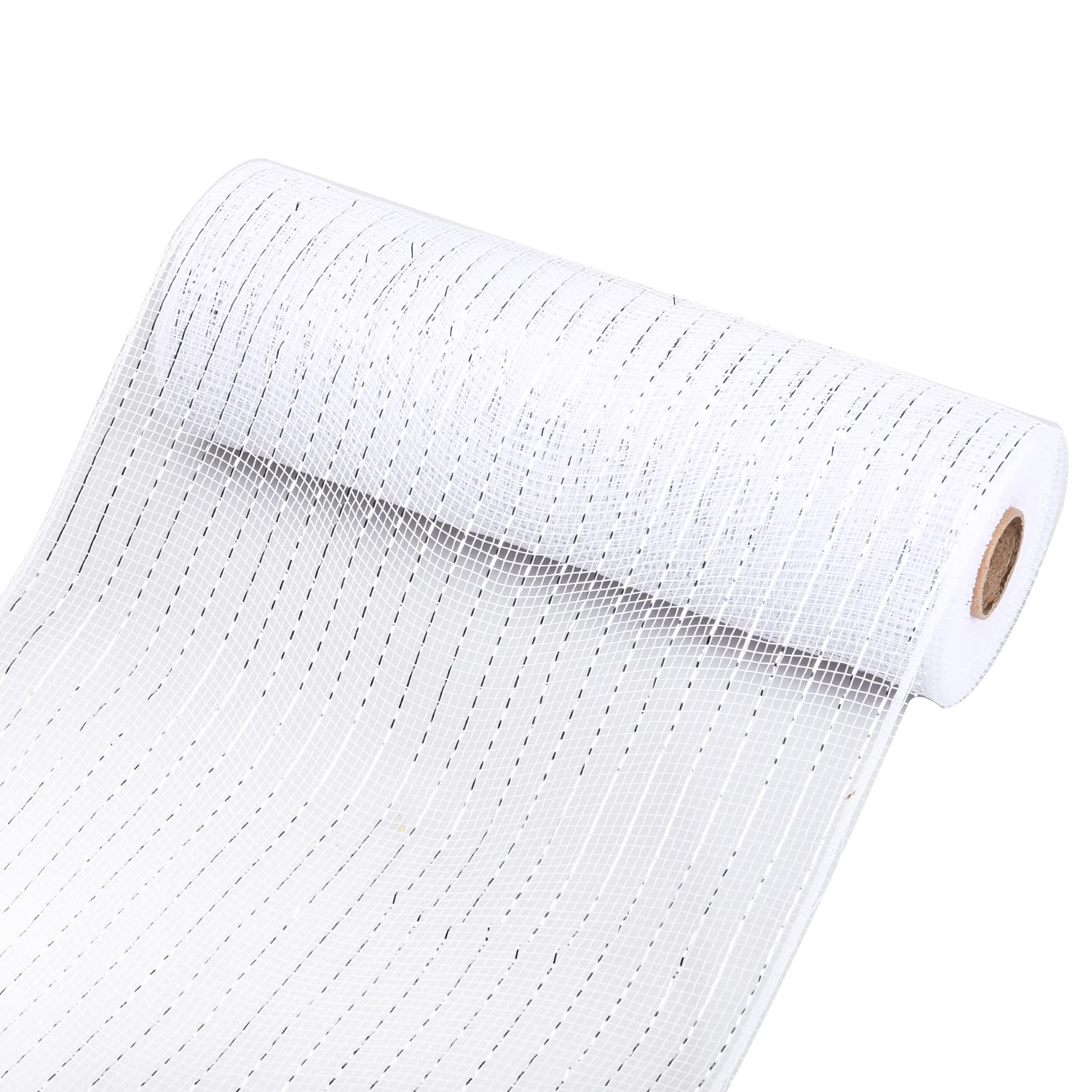 Euvoym 2 Rolls White Christmas Poly Mesh Ribbon 10 Inches x 10 Yards Metallic Foil Mesh Rolls Metallic Foil Deco Mesh Ribbon for Christmas Tree Wreaths Ribbon Swag Bows Garland Decoration (White) - Image 3
