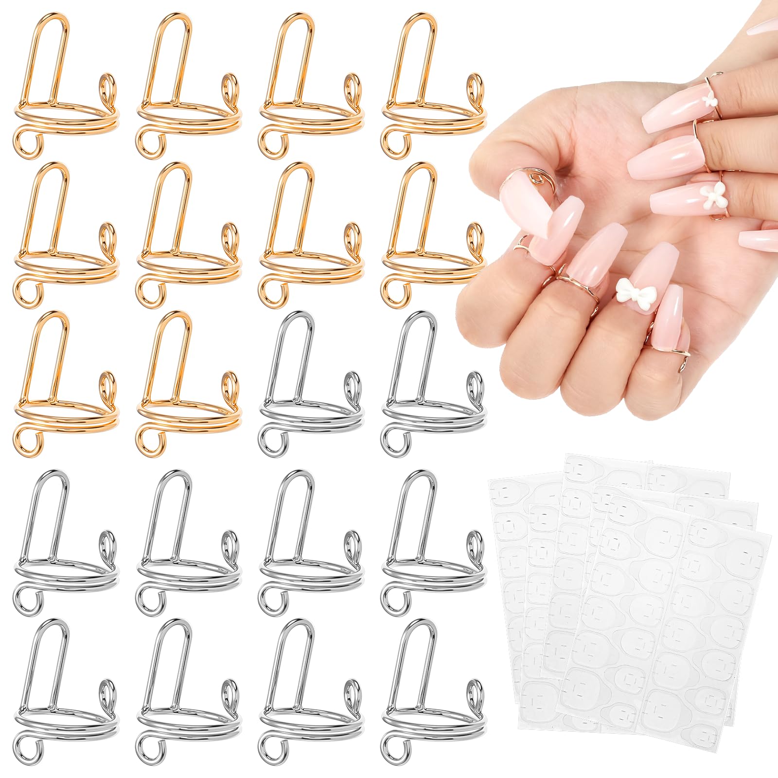 20 Pcs Wudu Nails Rings, Reusable Nail Rings, Non-Tarnish Metal