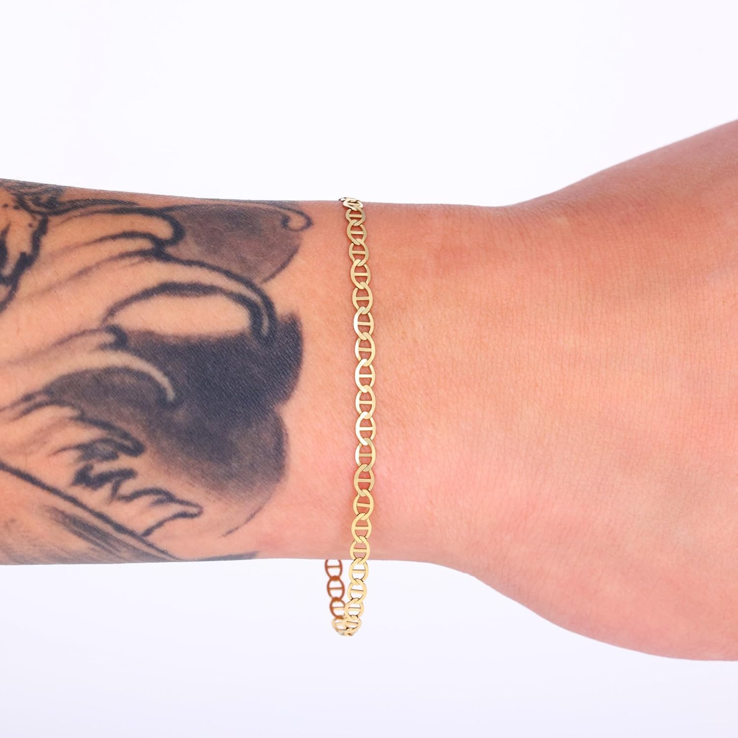 Nuragold 10K Real Yellow Gold Solid Mariner Chain Anchor Link Bracelet 7"-9" (2.5mm-9mm) Italian Jewelry for Men & Women