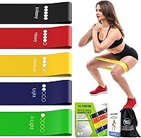 TechStone 5-Pack Resistance Bands Set - 5 Levels Natural Latex Bands for Home Workouts, Yoga, Strength Training - Free Bag