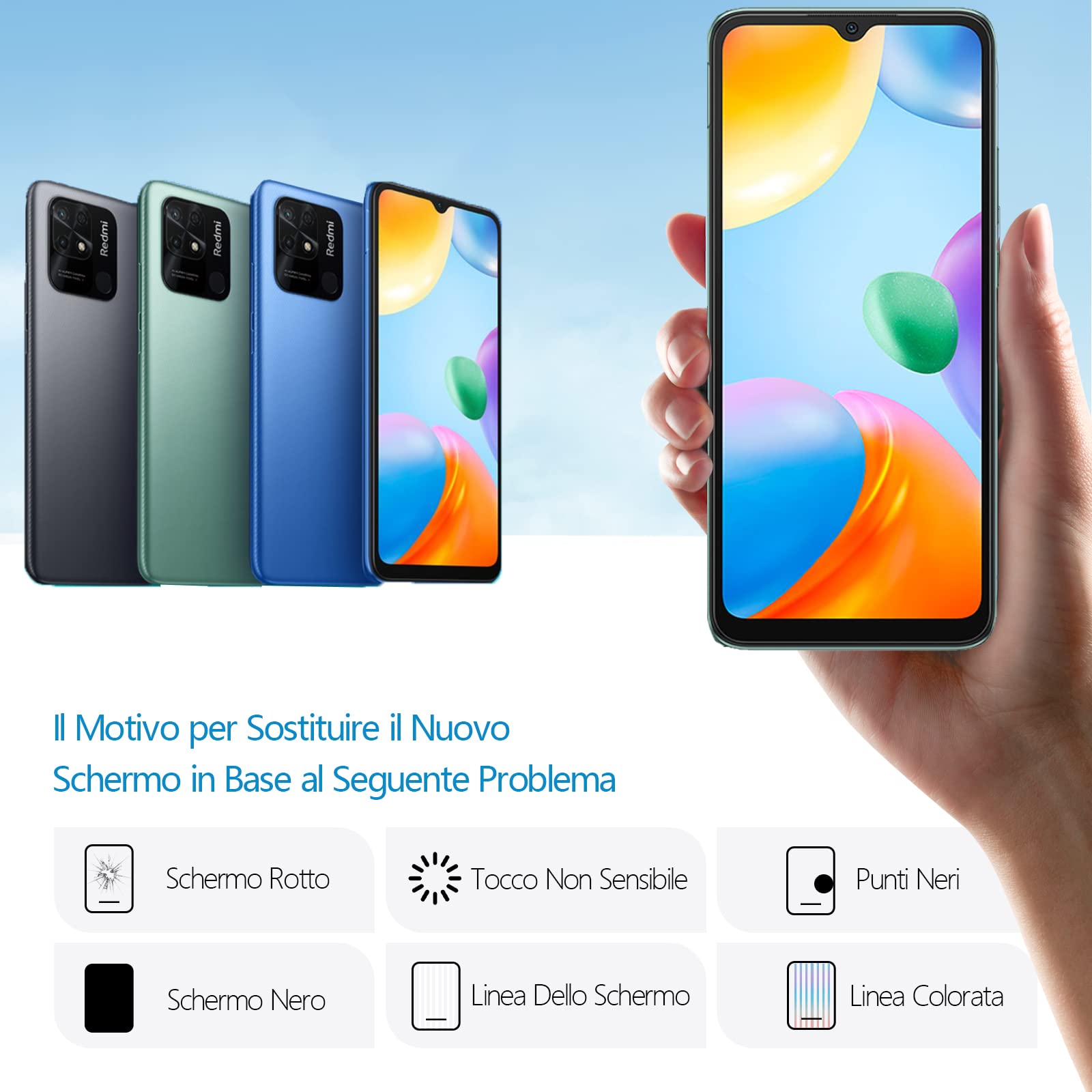 RongZy LCD Schermo per Xiaomi Redmi 10C 220333QAG 220333QBI di Ricambio Display Touch Screen Digitizer Parti di Riparazione per Redmi 10C LCD Display con Strumenti(6.71",Nero con Cornice)