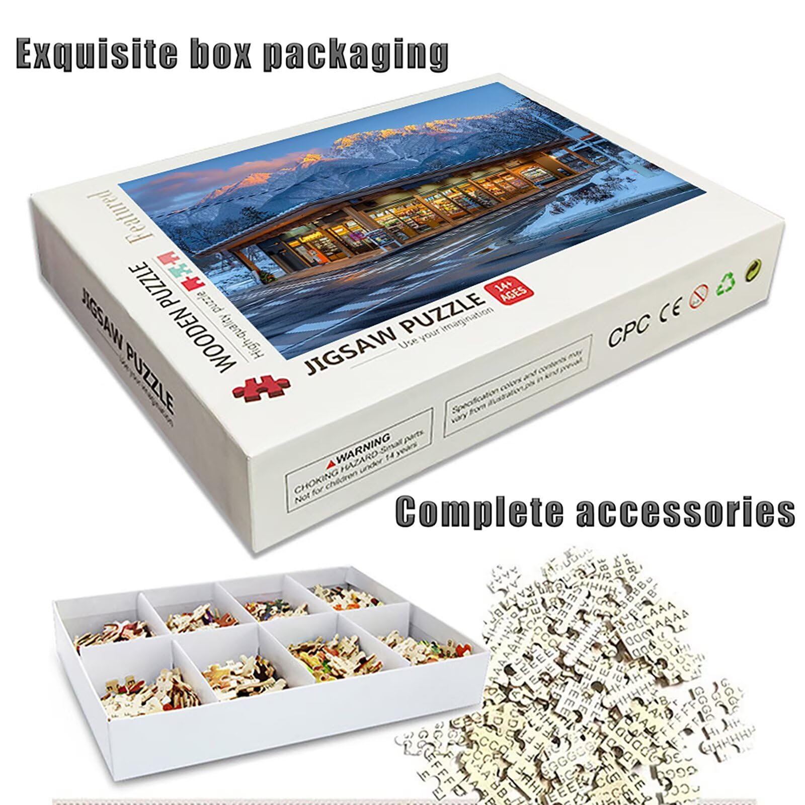 Puzzle 2000 elementów dla dorosłych, scena śnieżna, drewniane puzzle, 99 x 71 cm, części ściśle do siebie pasują, dla mężczyzn, kobiet, starszych seniorów, dekompresji, dekoracja letnia, prezenty
